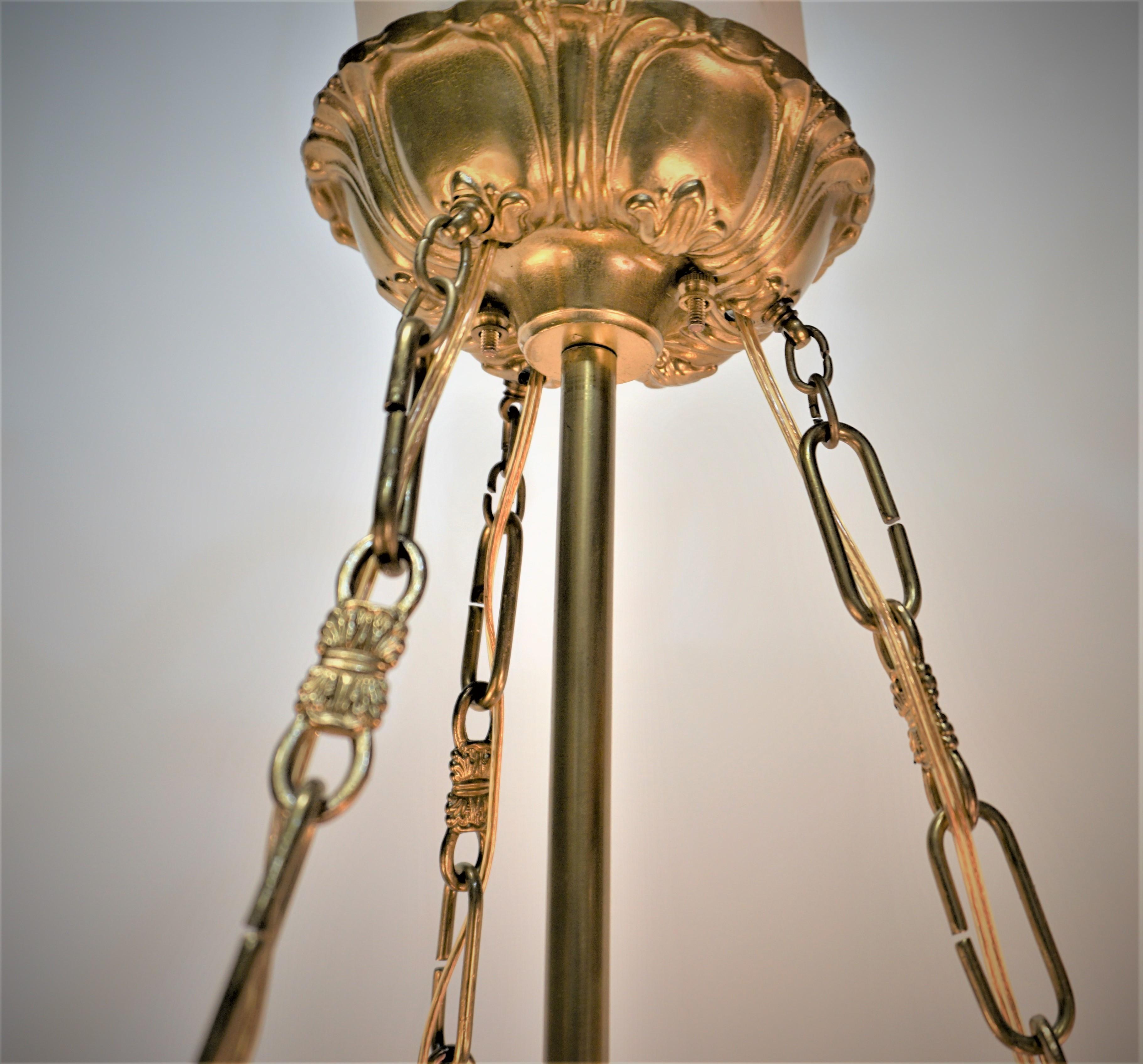  Vintage Glass Bell Jar and Bronze Chandelier  For Sale 1