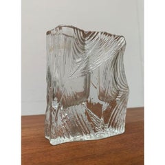 Vintage Glass Block Vase, 1970s