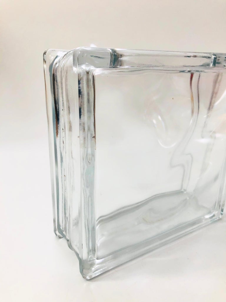 Vintage Glass Block Vase For Sale at 1stDibs