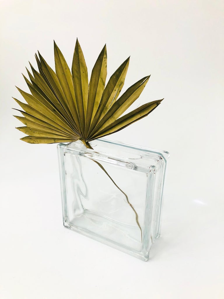 Vintage Glass Block Vase For Sale at 1stDibs