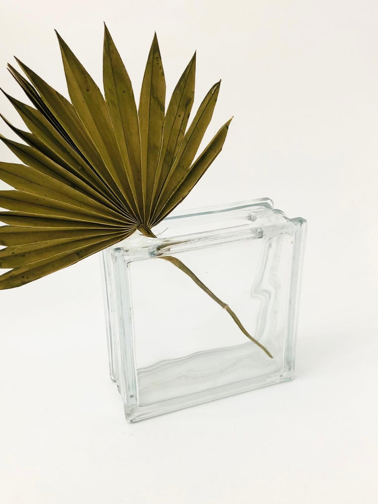 Vintage Glass Block Vase For Sale at 1stDibs