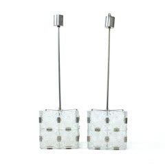 Vintage Glass Bohemian Cube Pendand By Kamenicky Senov, Czechoslovakia 1970s