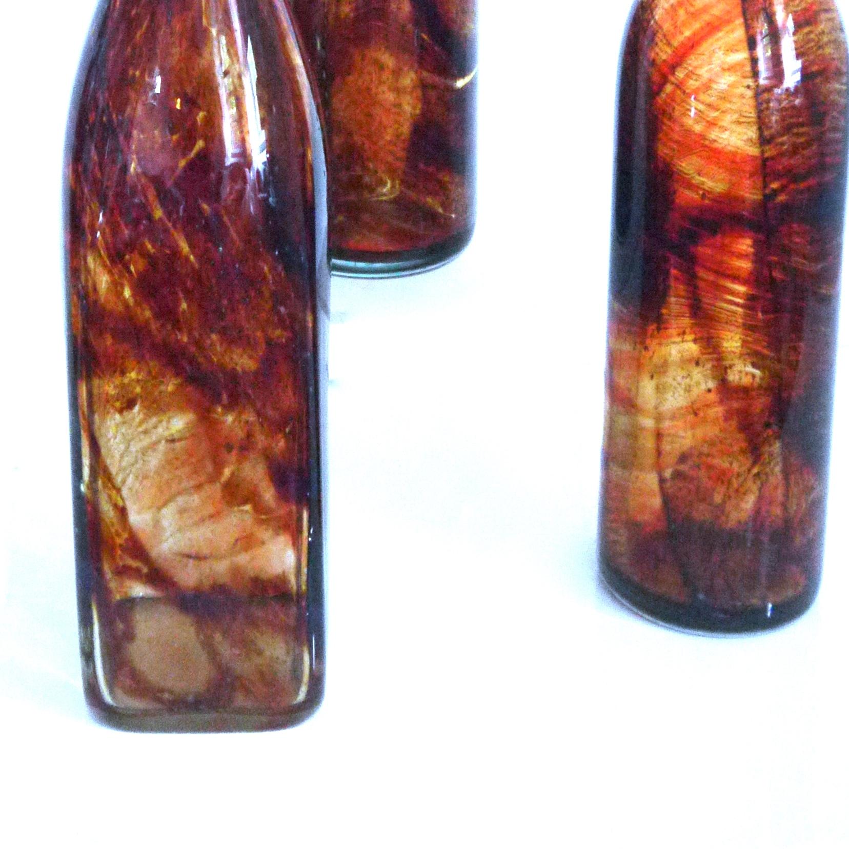 Late 20th Century Vintage Glass Bottles Collection Mdina, Tortoisehell Signed Late 1970s For Sale