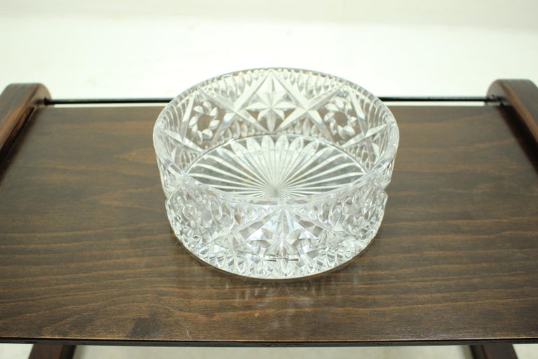 The item made of cut glass. Made in Czechoslovakia. Original condition.
