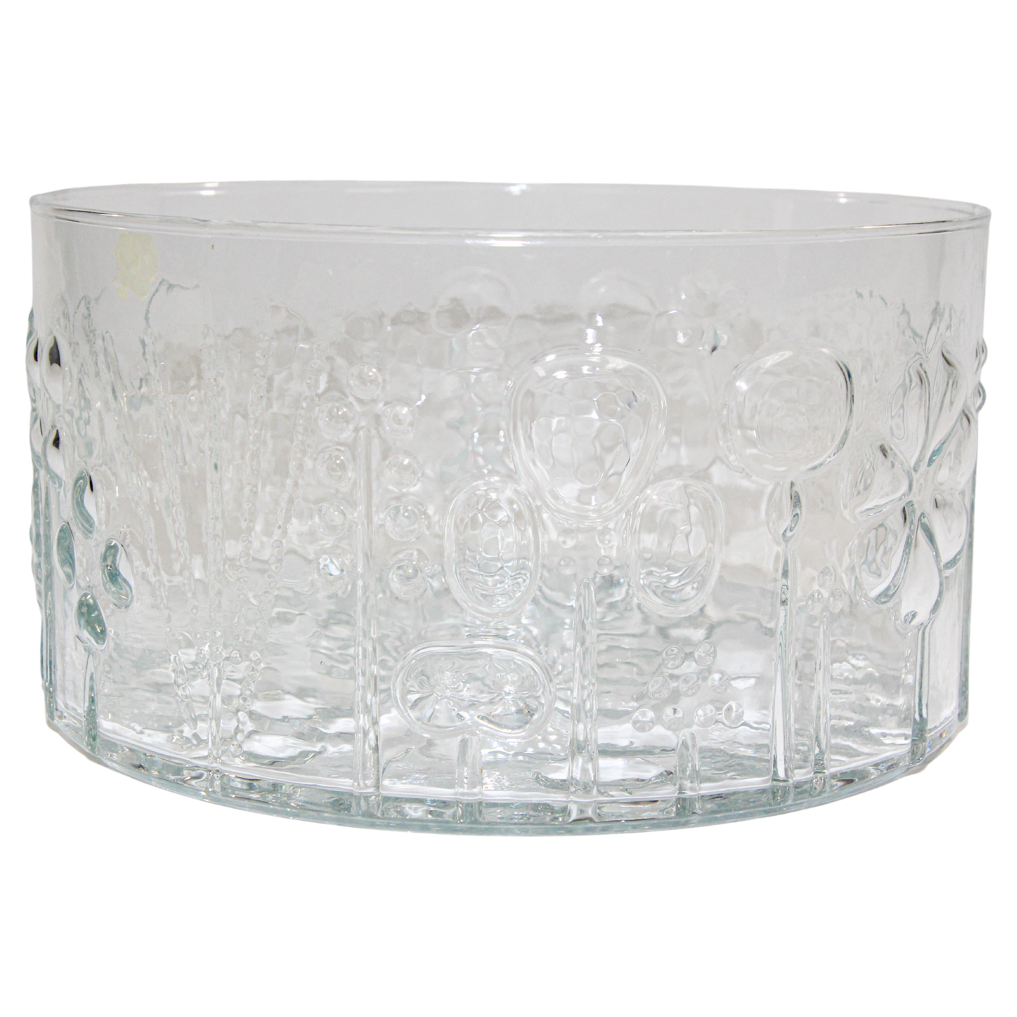 Vintage Glass Bowl "Flora" by Oiva Toikka design for Nuutajarvi Notsjo 1960's