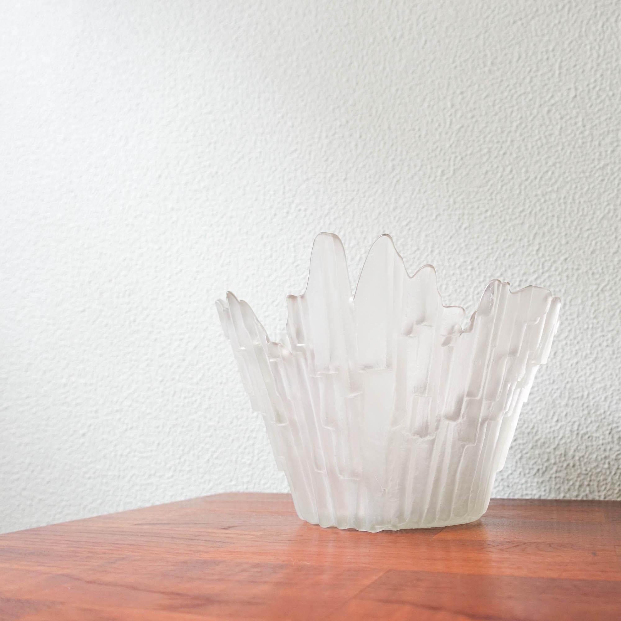 Vintage Glass Bowl Northern Lights by Tauno Wirkkala for Humppilla Finland, 1970 For Sale 9