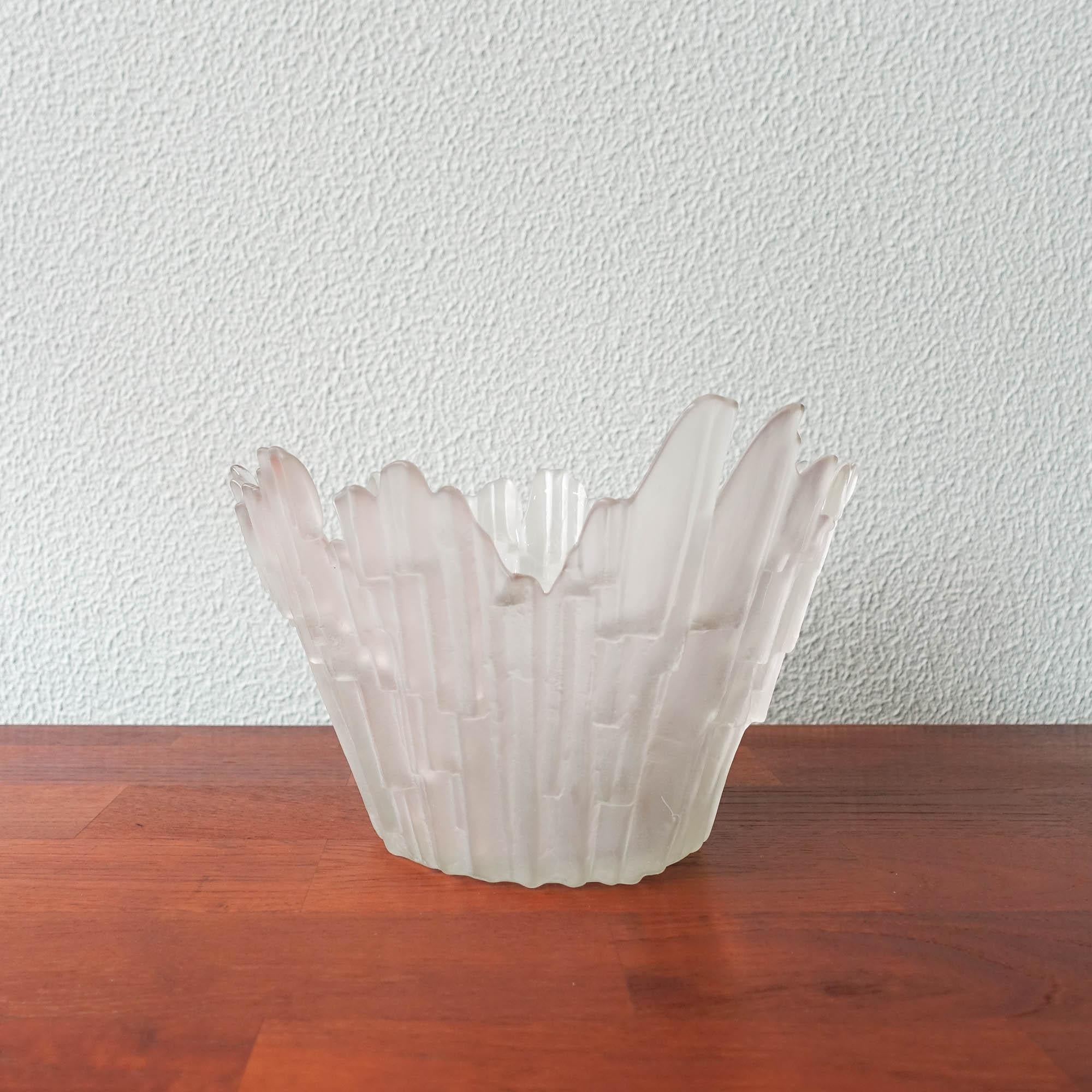 Scandinavian Modern Vintage Glass Bowl Northern Lights by Tauno Wirkkala for Humppilla Finland, 1970 For Sale