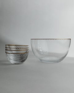 Vintage Glass Bowl Set Salad Bowl with 4 Small Bowls, 1970s