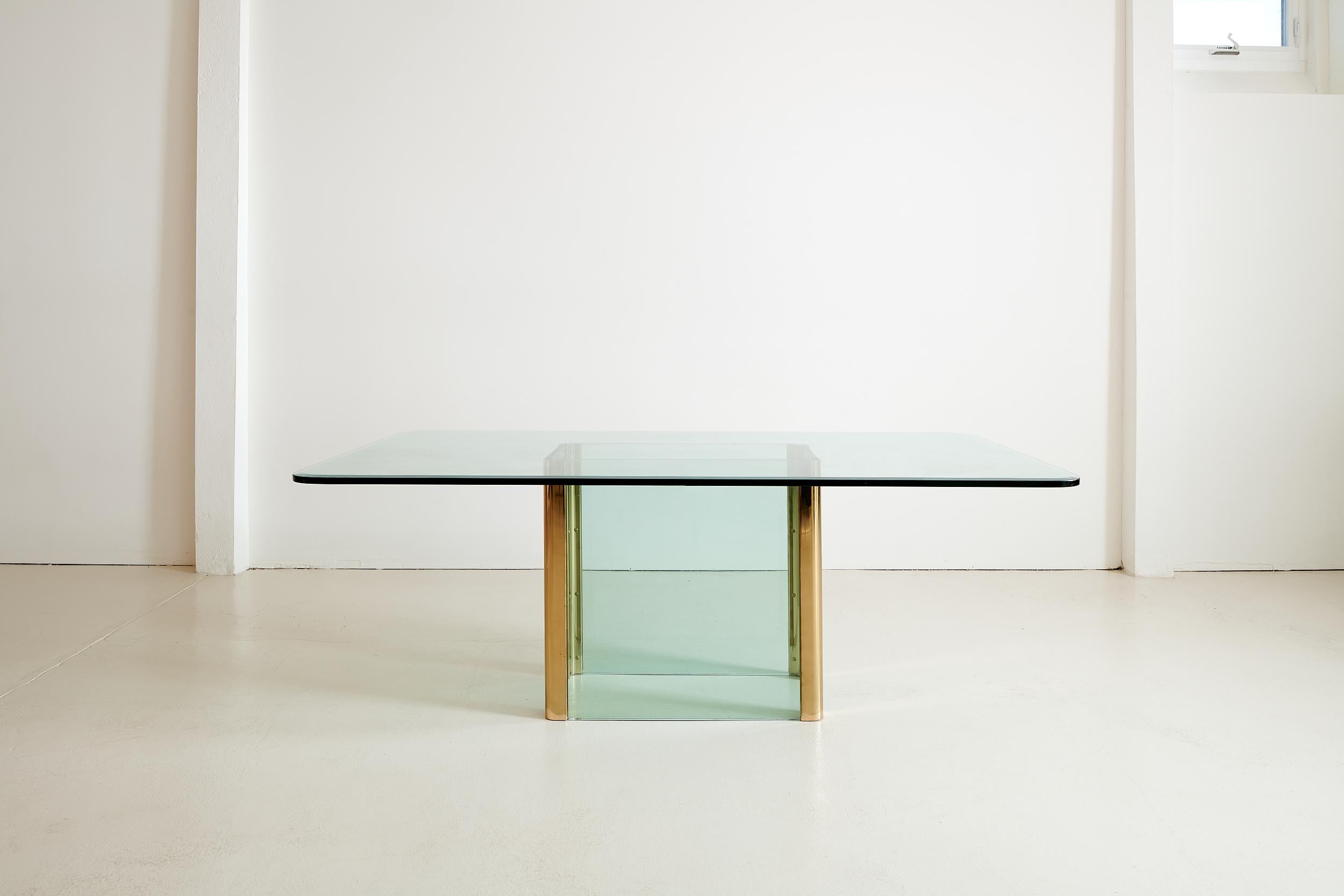 Modern Vintage Glass & Brass Dining Table by Leon Rosen for Pace
