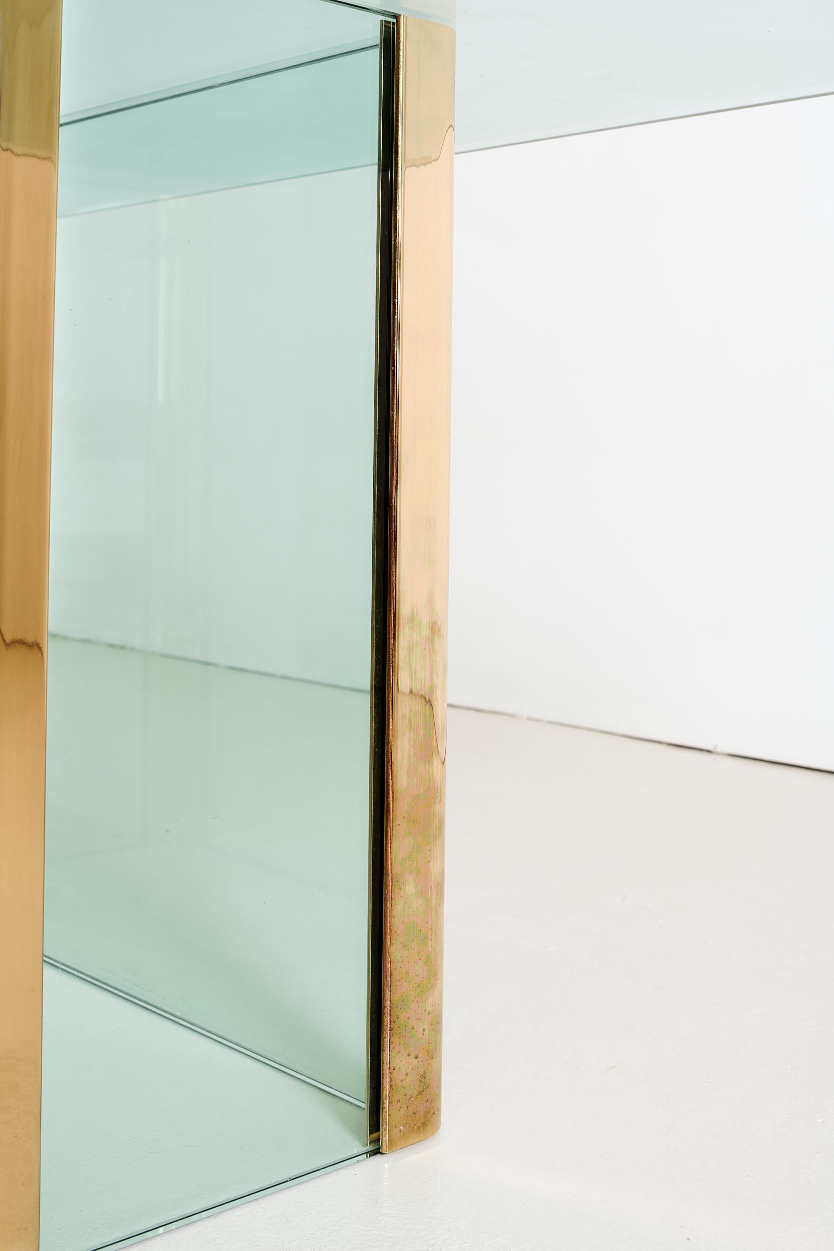 American Vintage Glass & Brass Dining Table by Leon Rosen for Pace