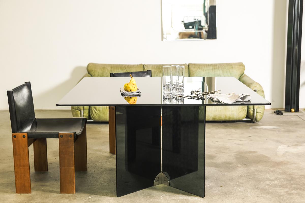 20th Century Vintage Glass and Brass Table by Gallotti & Radice