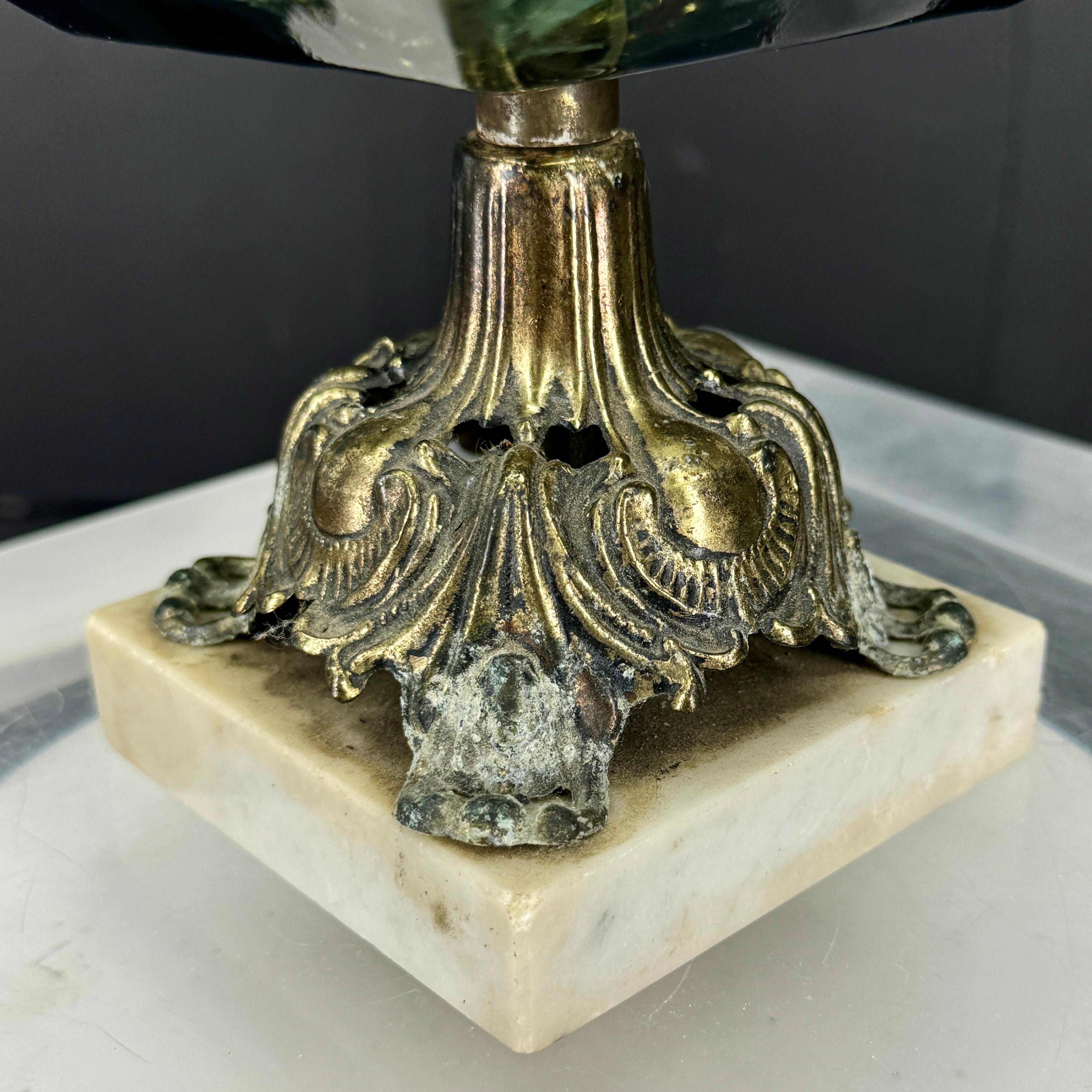 Vintage Glass Bronze and Marble Base Cigar Ashtray, Austrian 1920's In Good Condition In Haddonfield, NJ