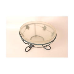 Coupe de centre de table vintage en verre et bronze