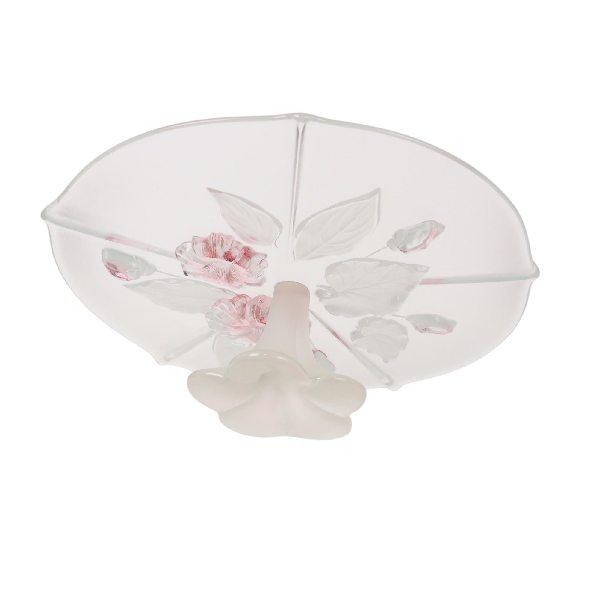 Vintage Glass Cake Stand Cake Plateau Flowers Mikasa Calypso en vente 5