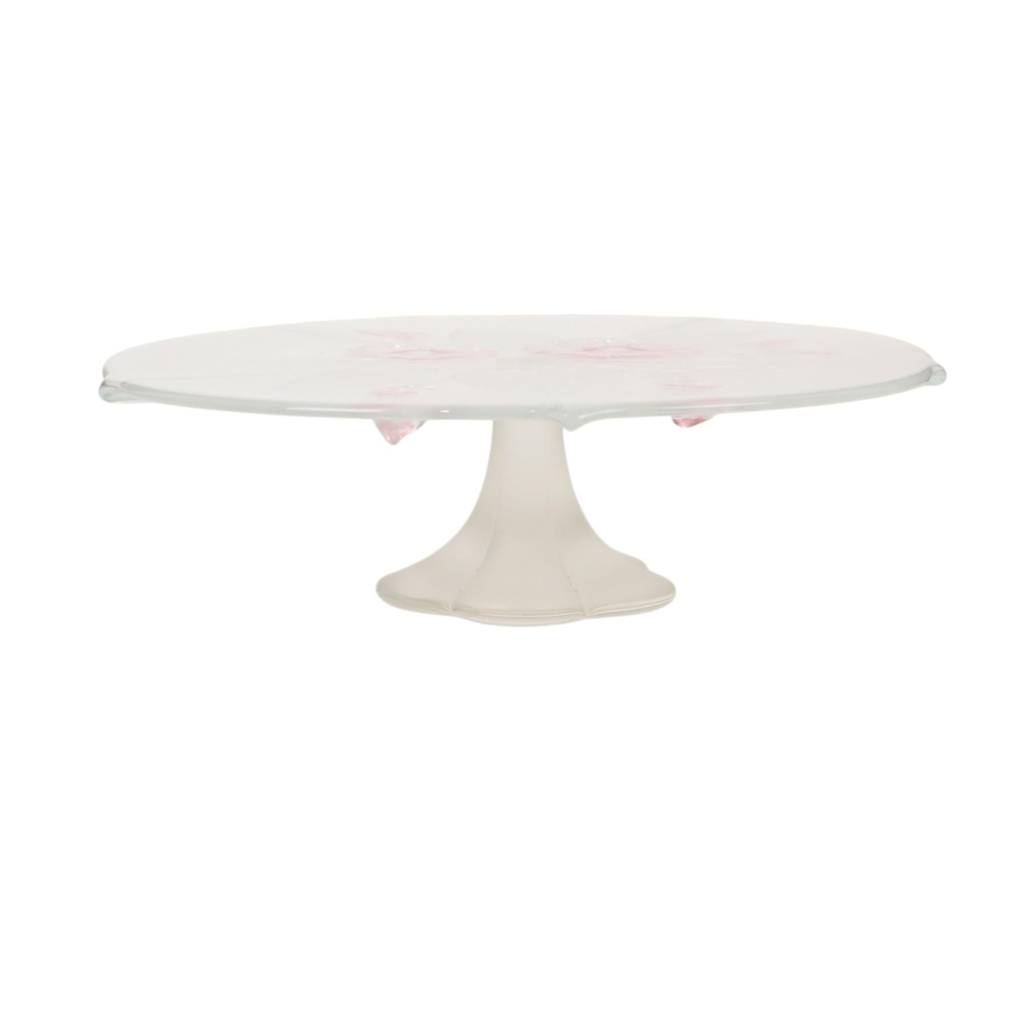 Magnifique support à gâteaux en verre bleu et rose, plateau à gâteaux avec des fleurs roses en relief, design de Walther Mikasa, le modèle s'appelle Calypso, objet vintage des années 80, Allemagne de l'Ouest.

Porte-gâteau décoratif de haute