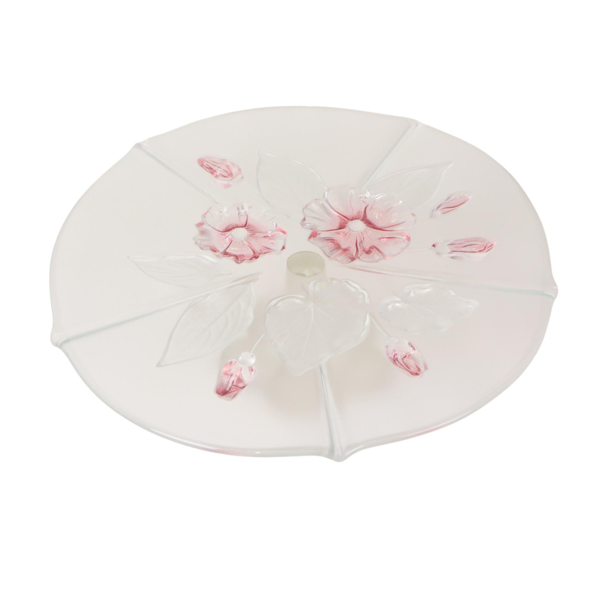 Français Vintage Glass Cake Stand Cake Plateau Flowers Mikasa Calypso en vente