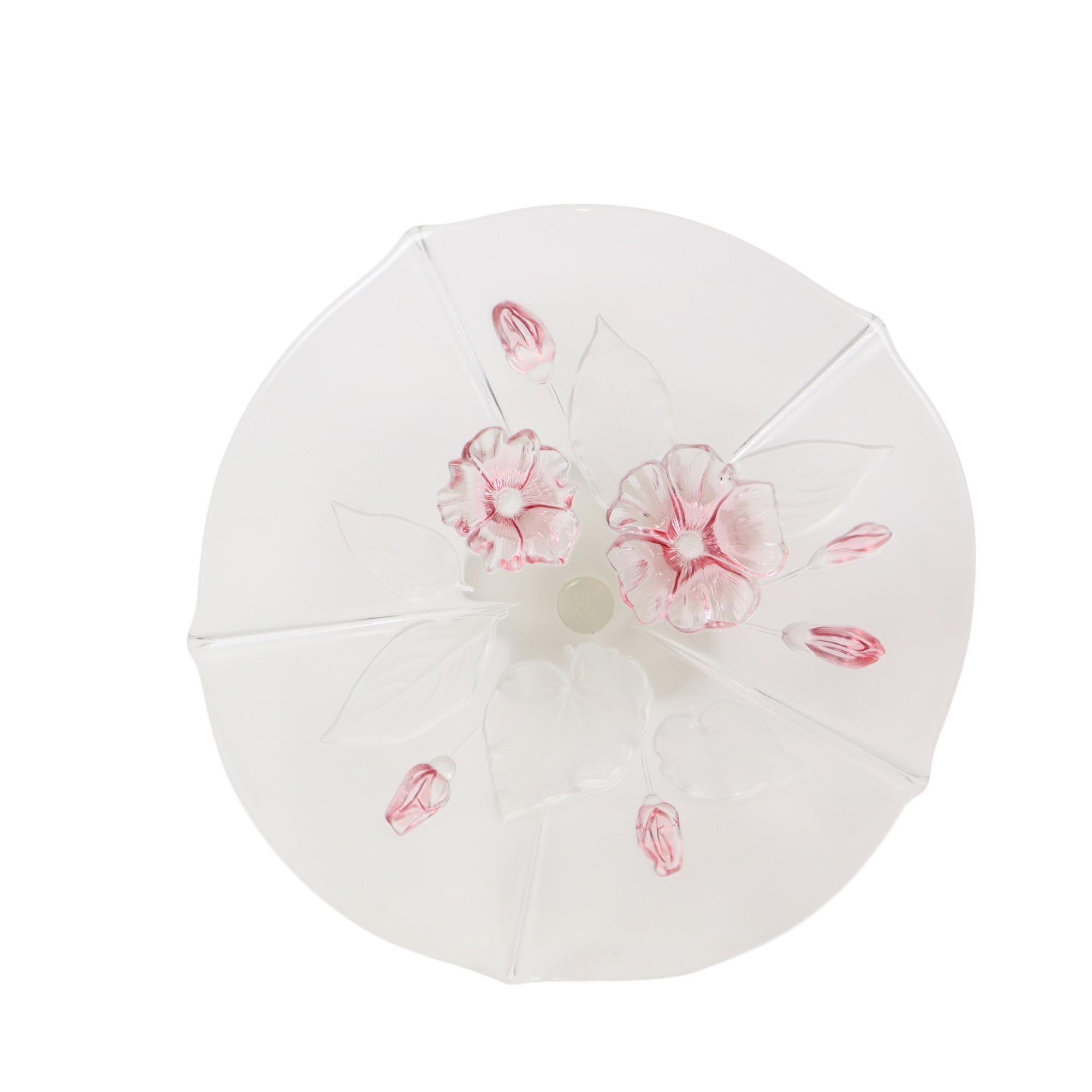Vintage Glass Cake Stand Cake Plateau Flowers Mikasa Calypso Excellent état - En vente à Poperinge, BE