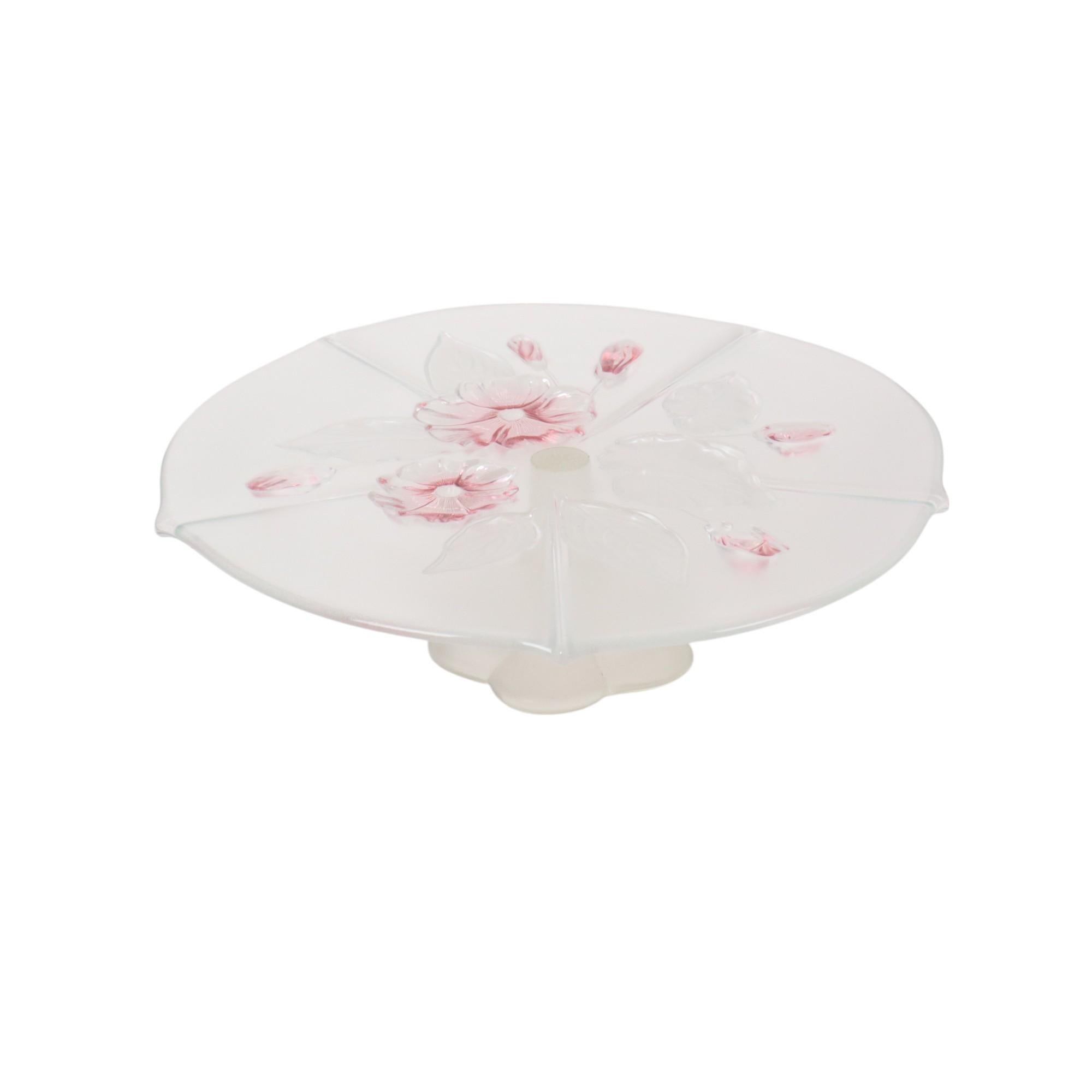 Fin du 20e siècle Vintage Glass Cake Stand Cake Plateau Flowers Mikasa Calypso en vente