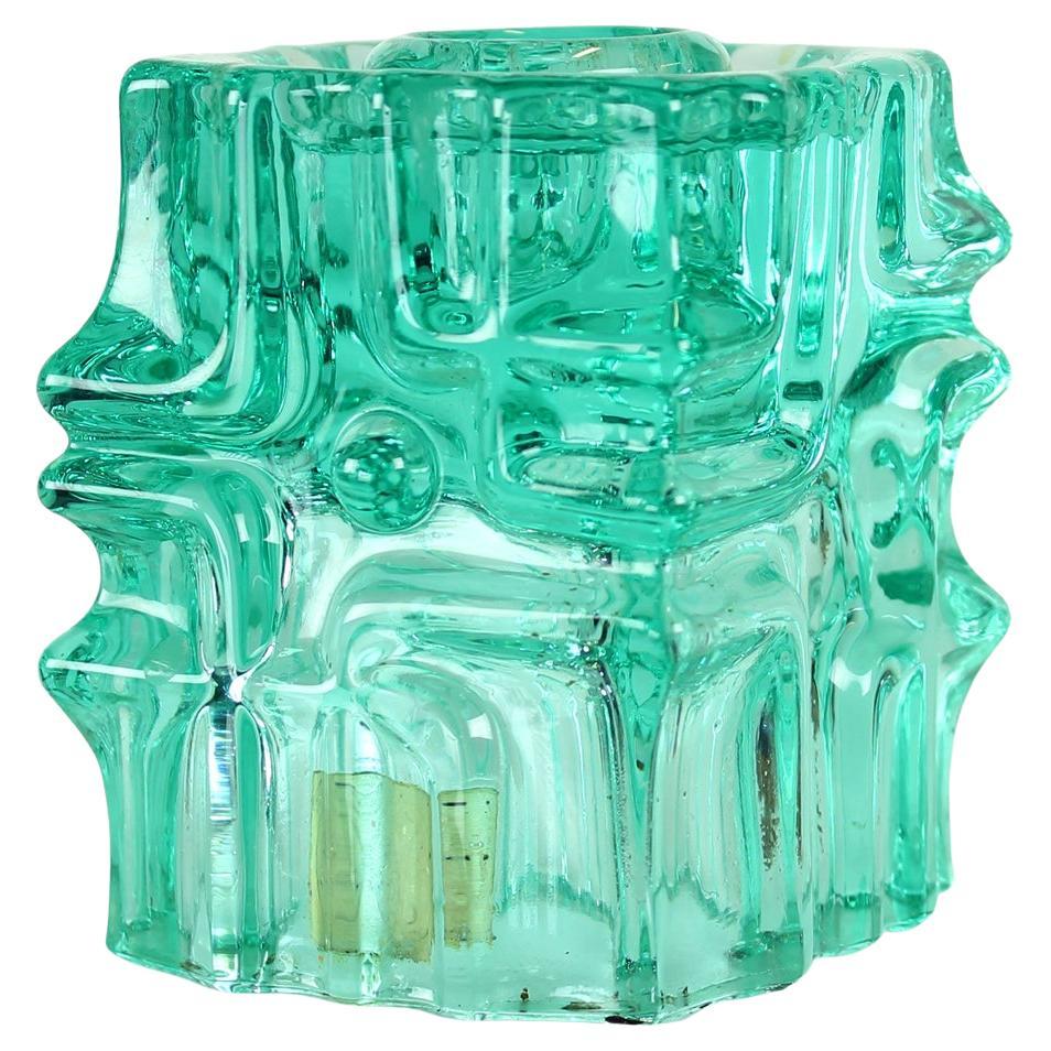 Vintage Glass Candle Holder By Vladislav Urban For Rosice, 1960s