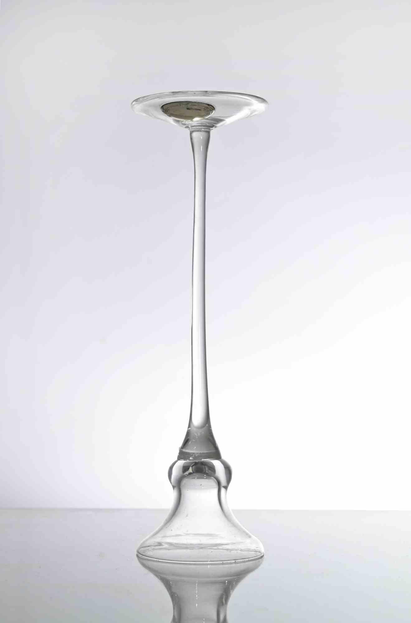 Italian Vintage Glass Candle Holder, Italy, 1970s For Sale