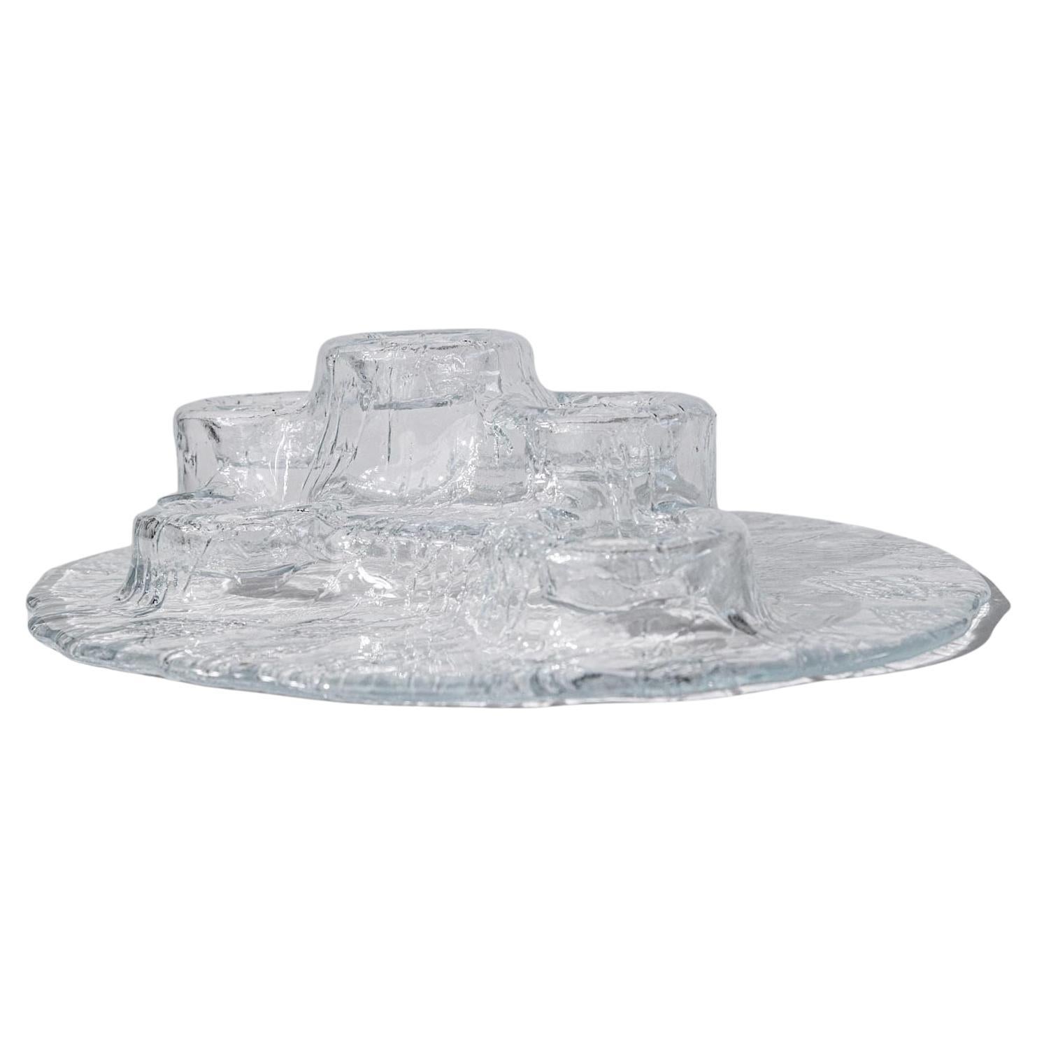 Vintage Glass Candleholder Vulcano by Pertti Kallioinen for Muurla, 1970s