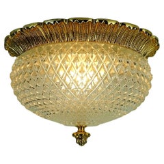 vintage glass CEILING FIXTURE limburg A 637 textured gilt aluminum 1970s