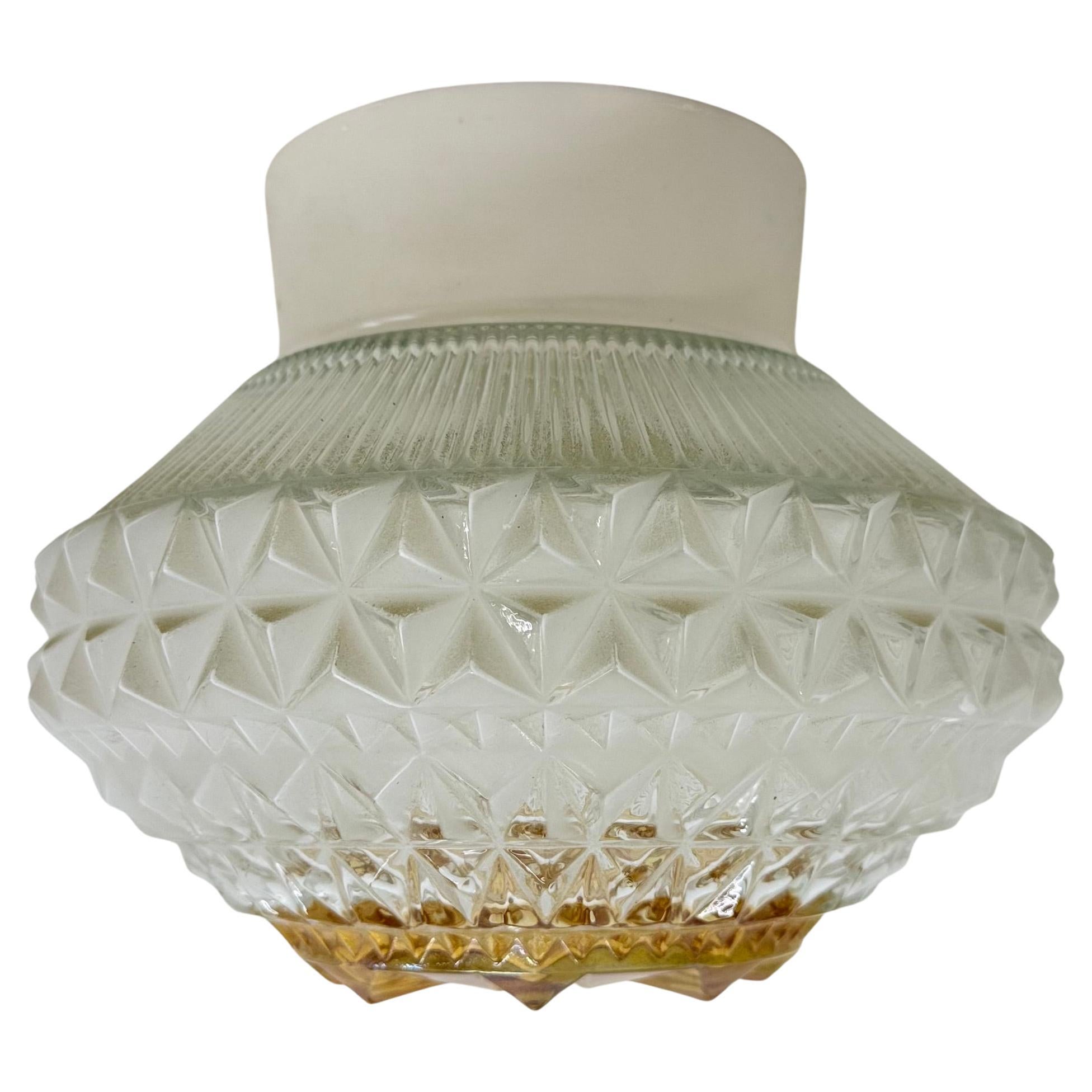Vintage glass ceiling lamp , 1970s
