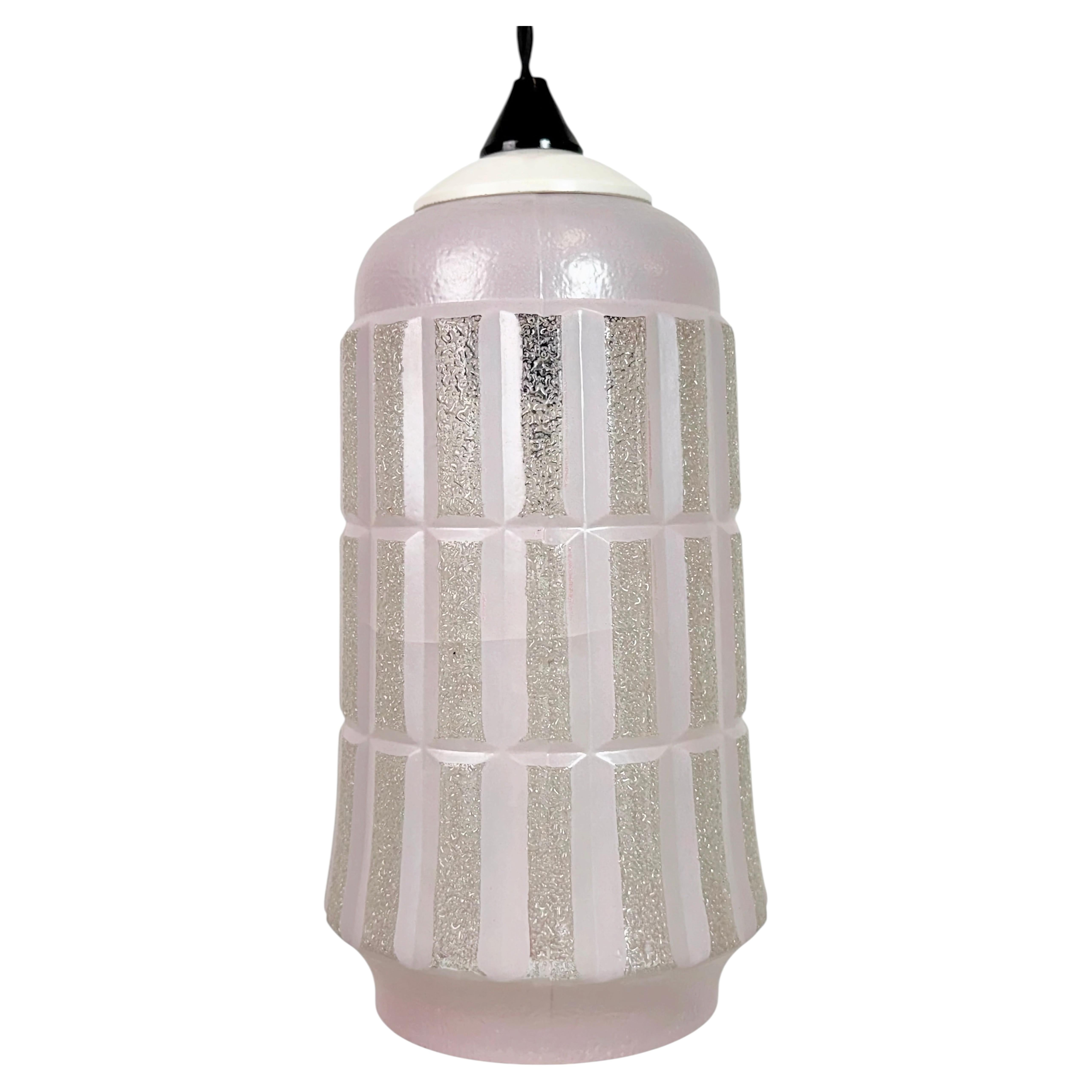 Vintage Glass Ceiling Light, 1970s For Sale