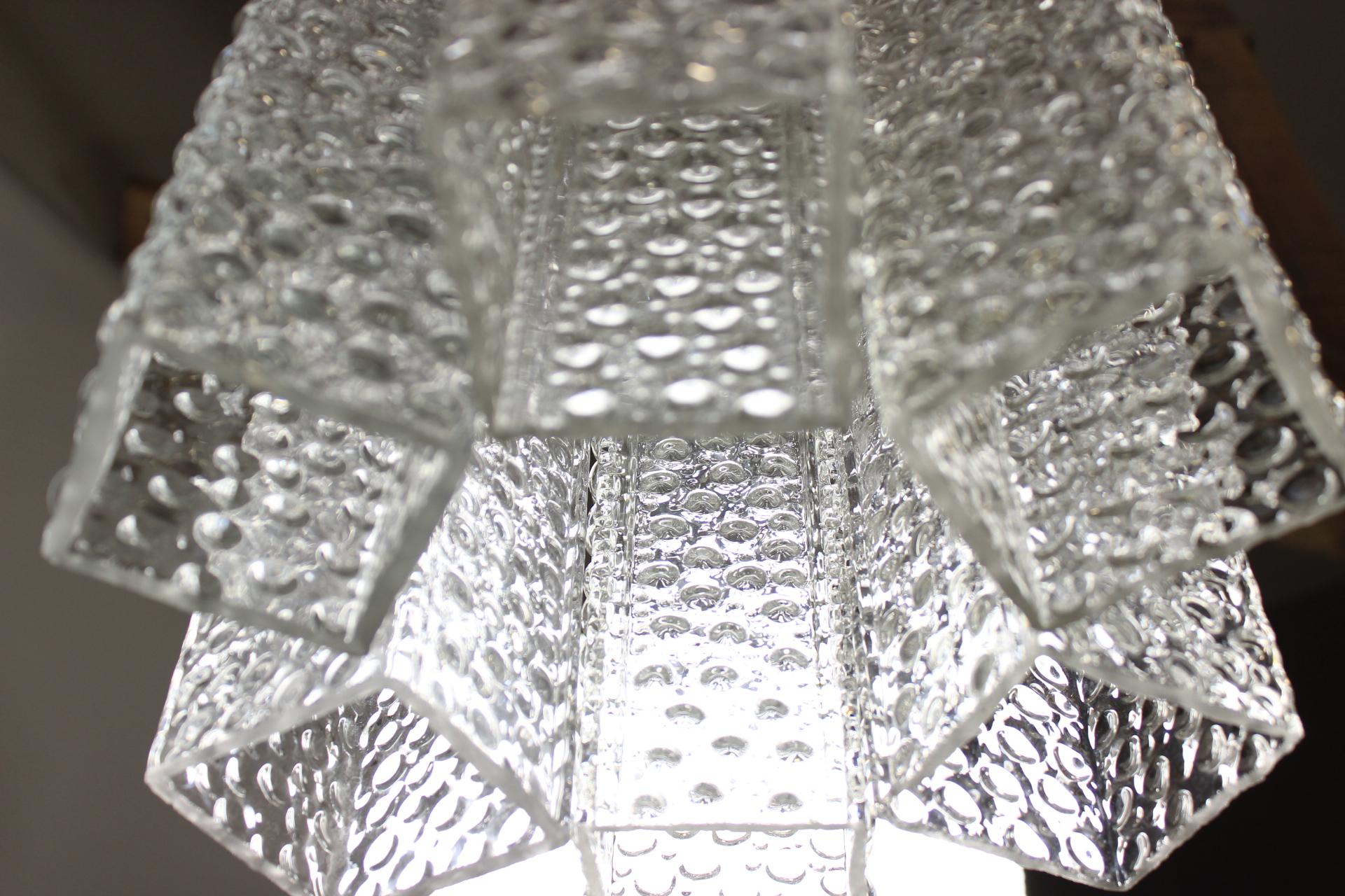 Milieu du XXe siècle Lustre en verre vintage de Kamenický Šenov, années 1960 en vente