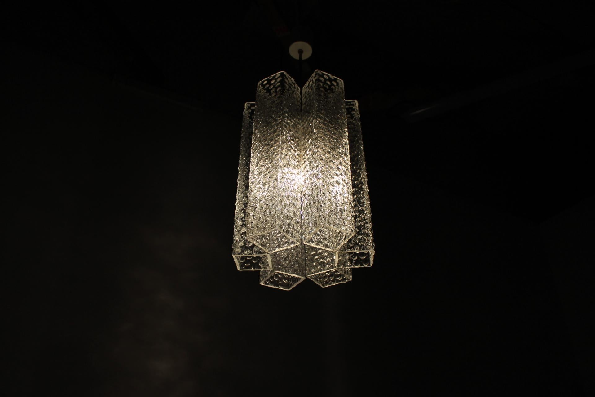 Vintage Glass Chandelier by Kamenický Šenov, 1960s For Sale 1