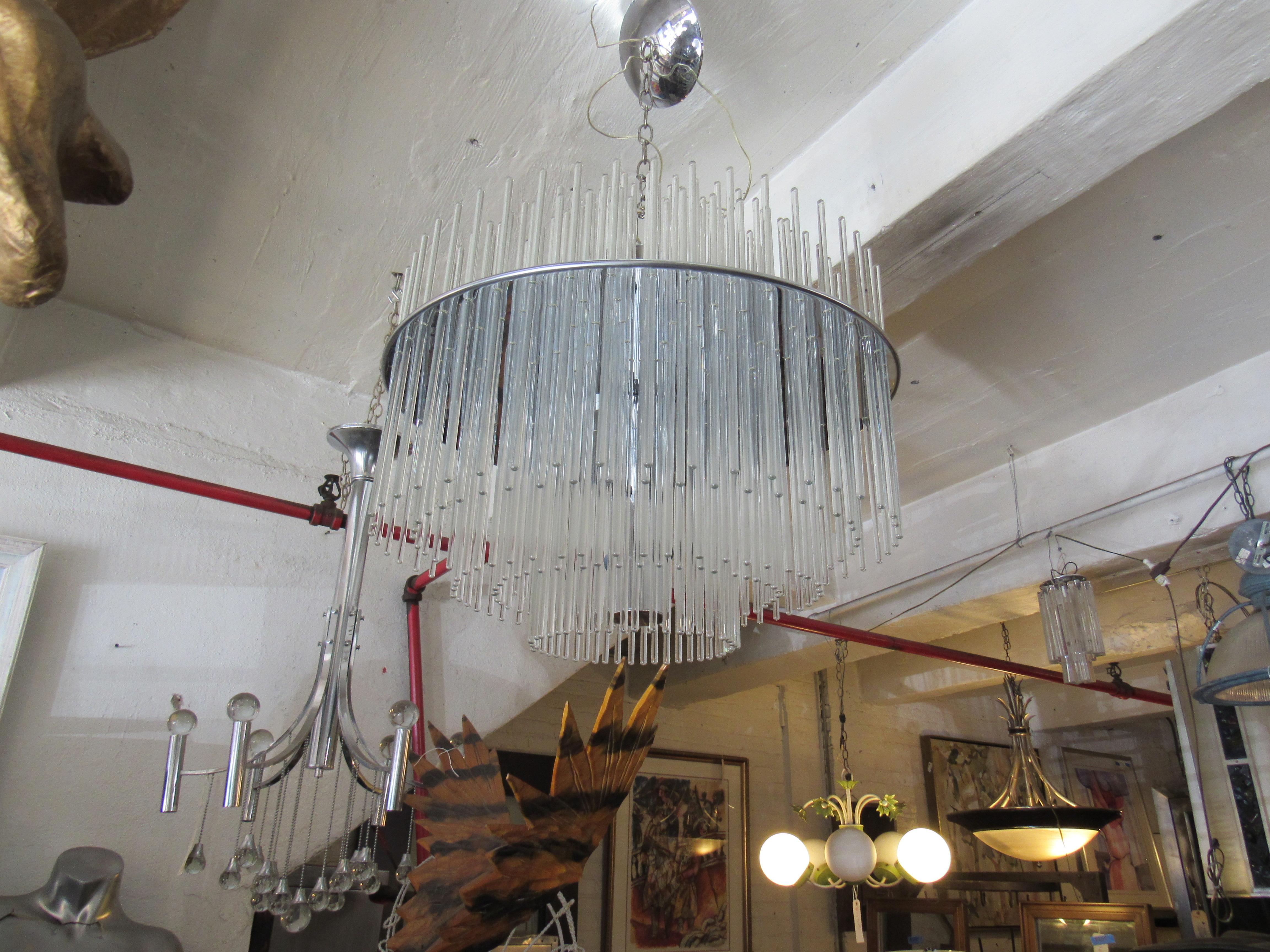 Lightolier Glass Rod Chandelier In Good Condition In Brooklyn, NY