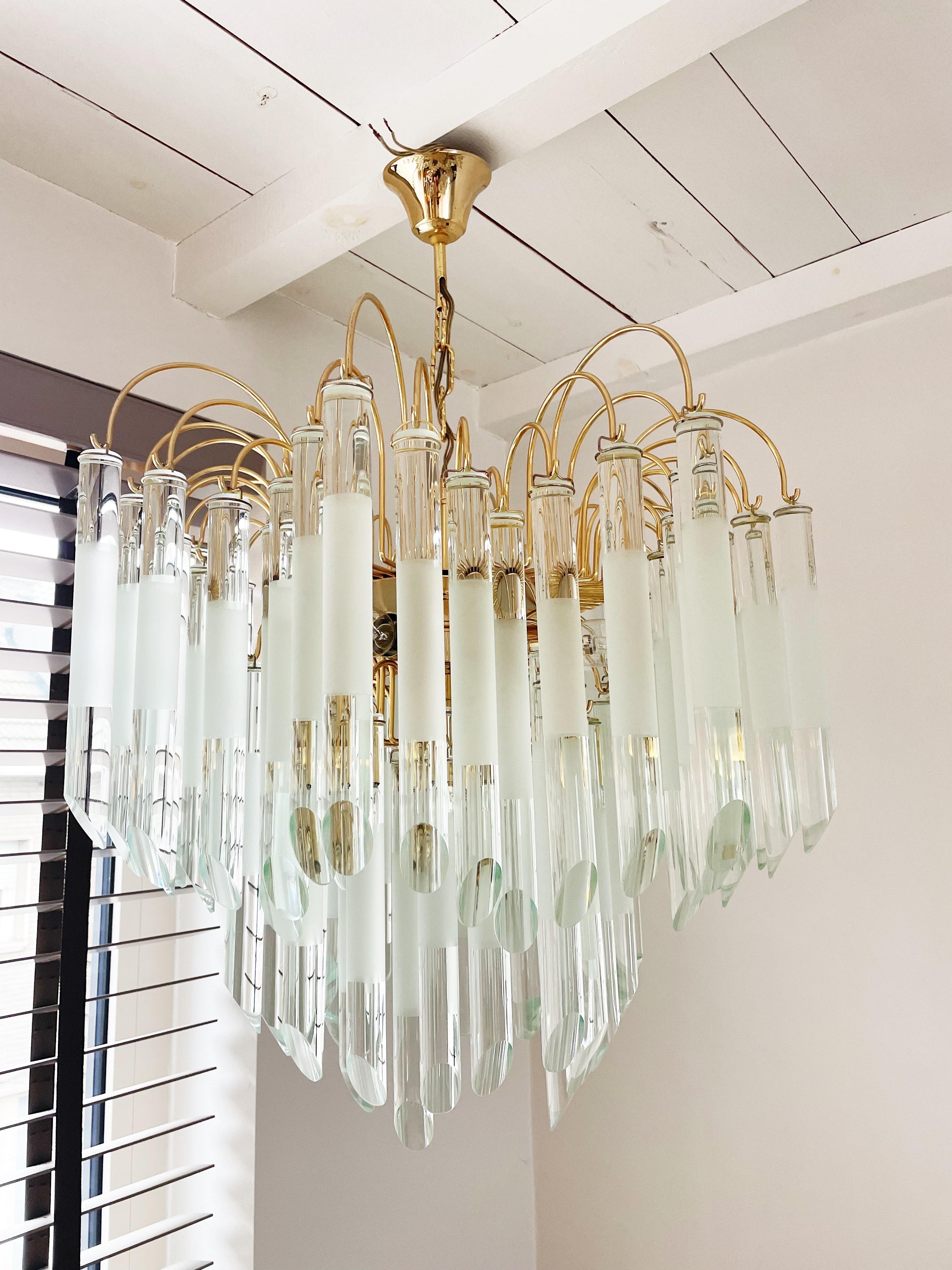 Vintage Glass Chandelier in the Manner of Paolo Venini, 1970s For Sale 4