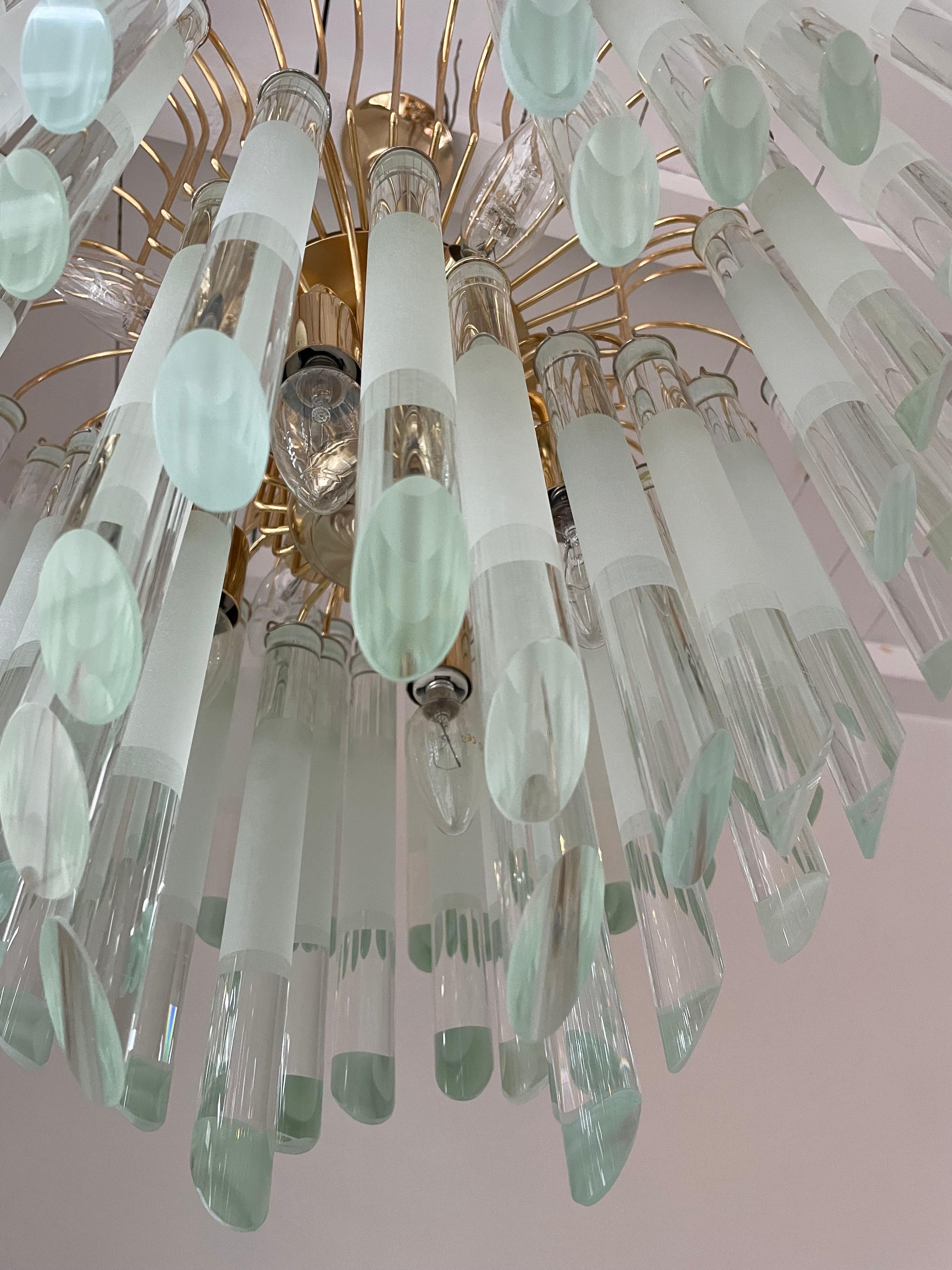 Hollywood Regency Vintage Glass Chandelier in the Manner of Paolo Venini, 1970s For Sale