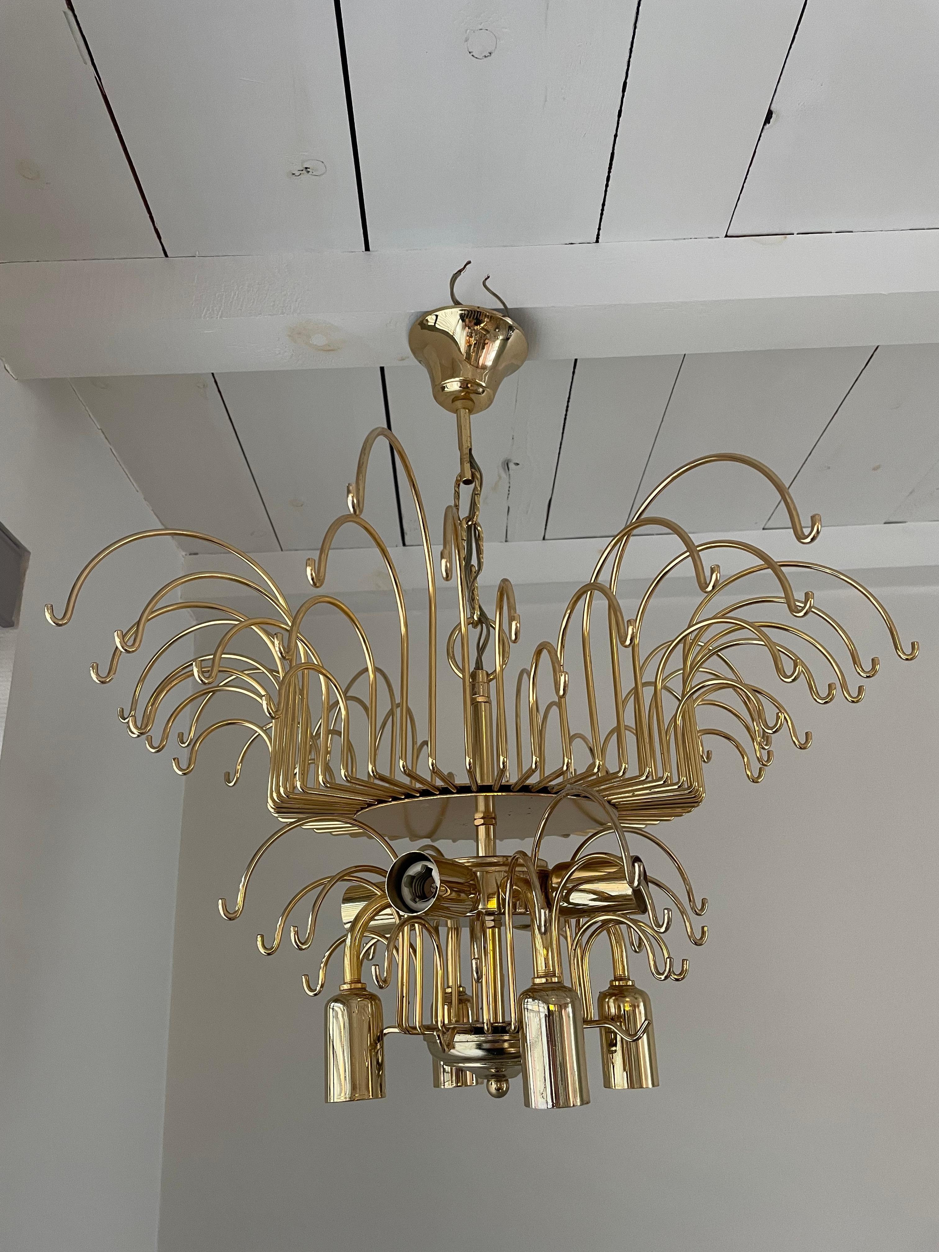 Italian Vintage Glass Chandelier in the Manner of Paolo Venini, 1970s For Sale