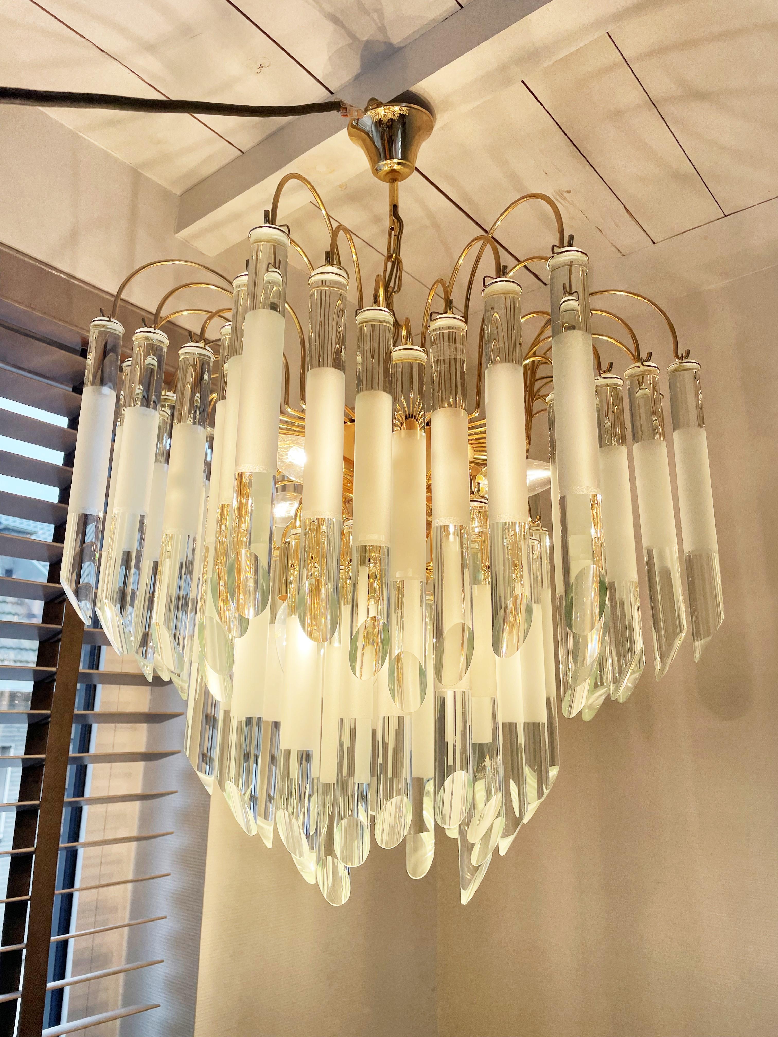 Vintage Glass Chandelier in the Manner of Paolo Venini, 1970s For Sale 1