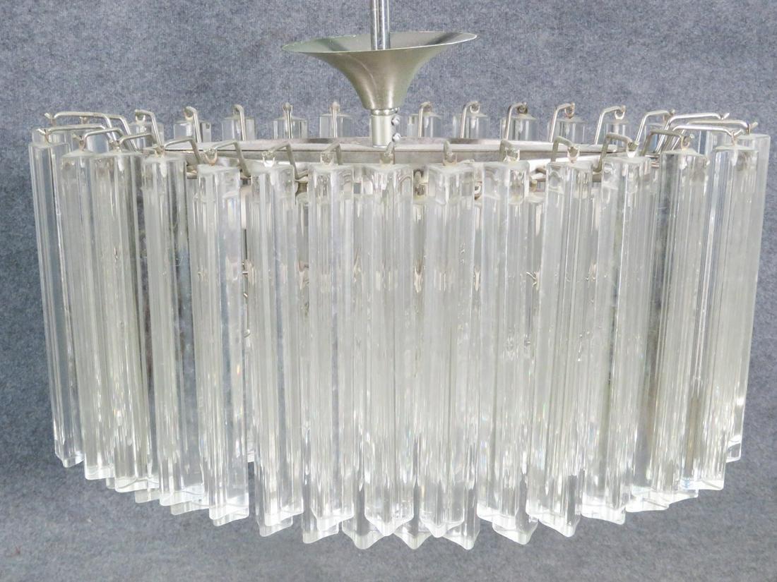 Mid-Century Modern Vintage Glass Chandelier in the Style of Camer For Sale
