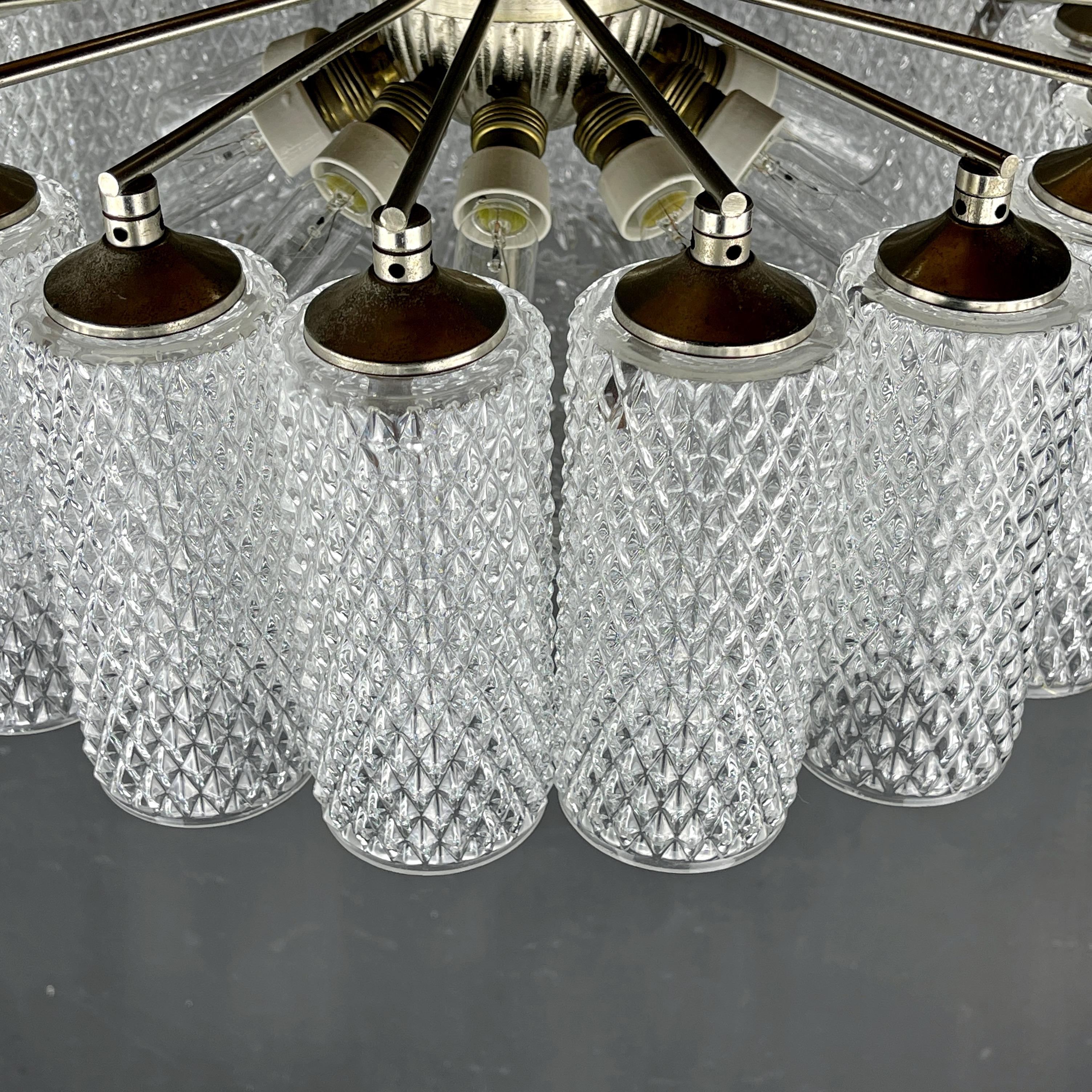 Vintage glass chandelier Italy 1960s  3