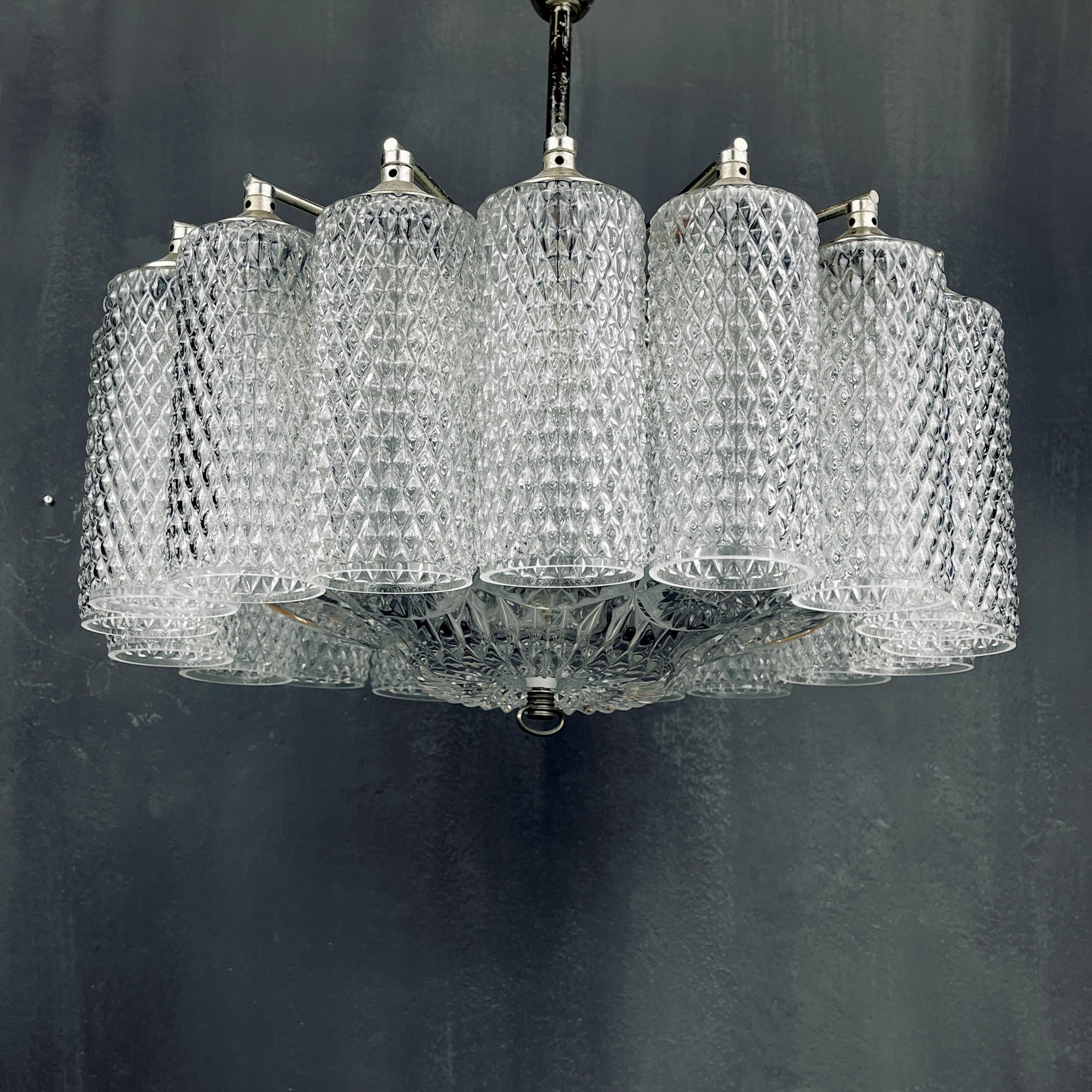 Vintage glass chandelier Italy 1960s  4
