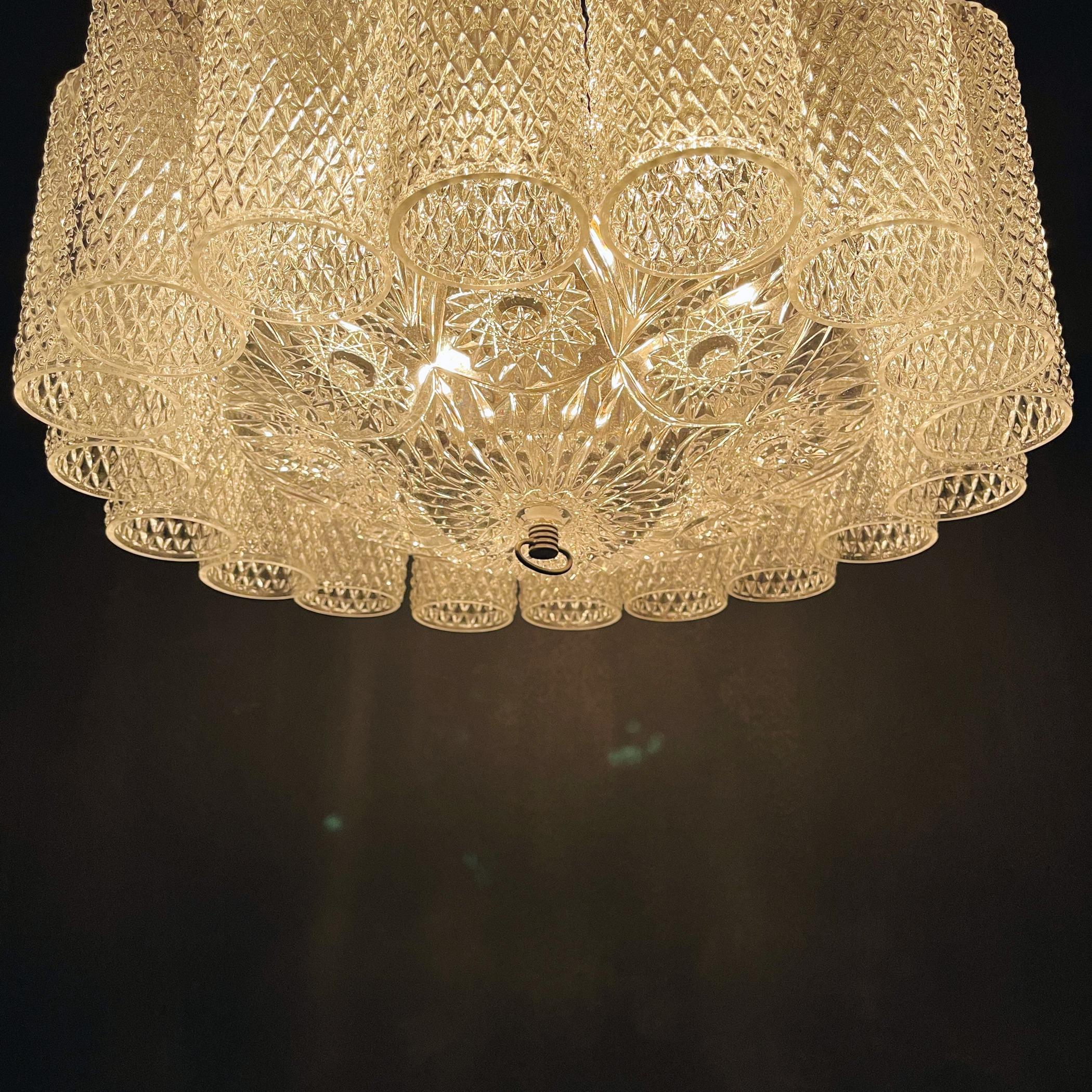 Vintage glass chandelier Italy 1960s  9