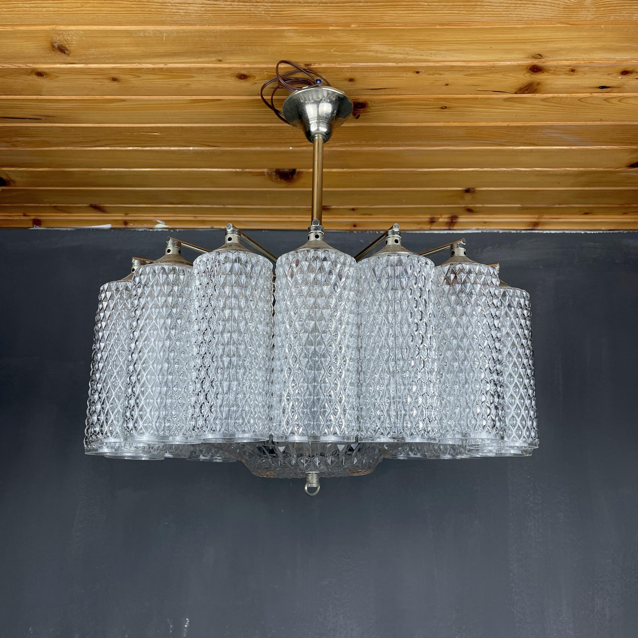 20th Century Vintage glass chandelier Italy 1960s 