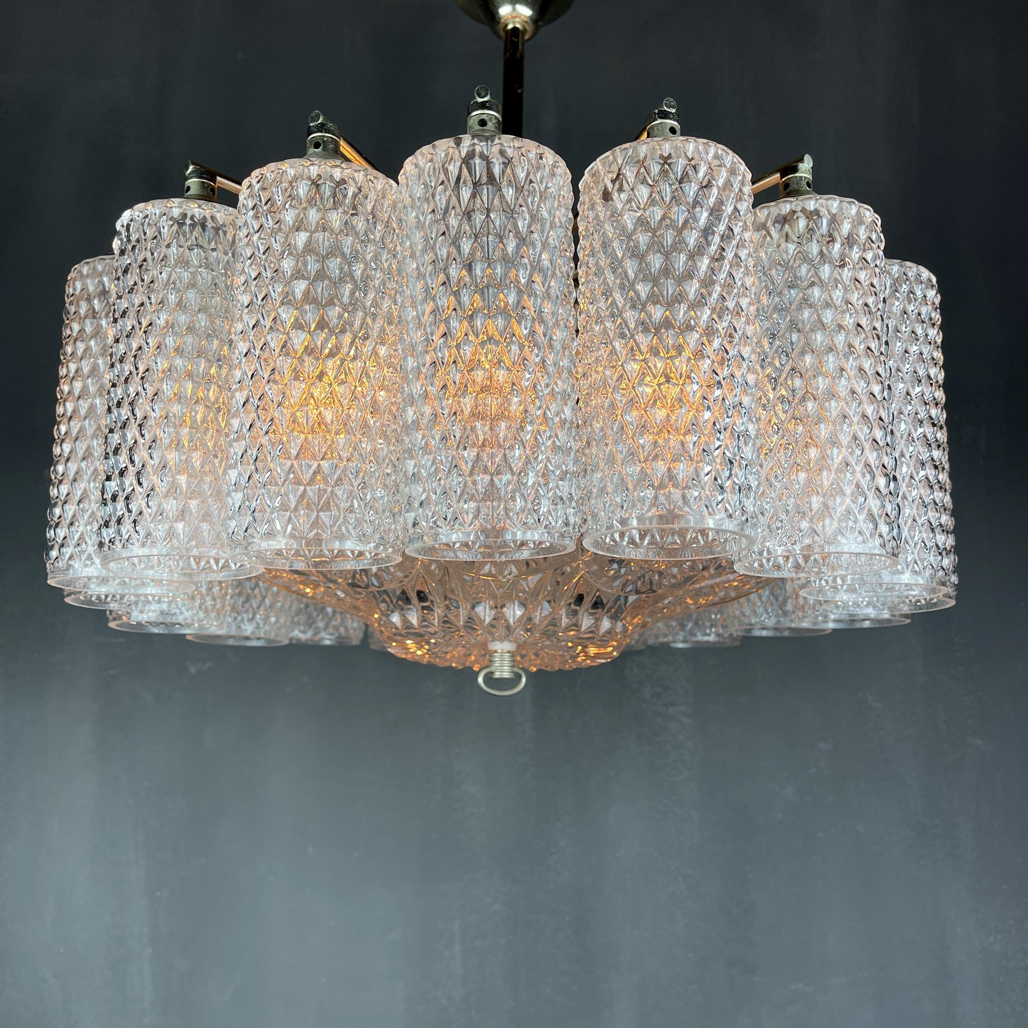 Vintage glass chandelier Italy 1960s  2