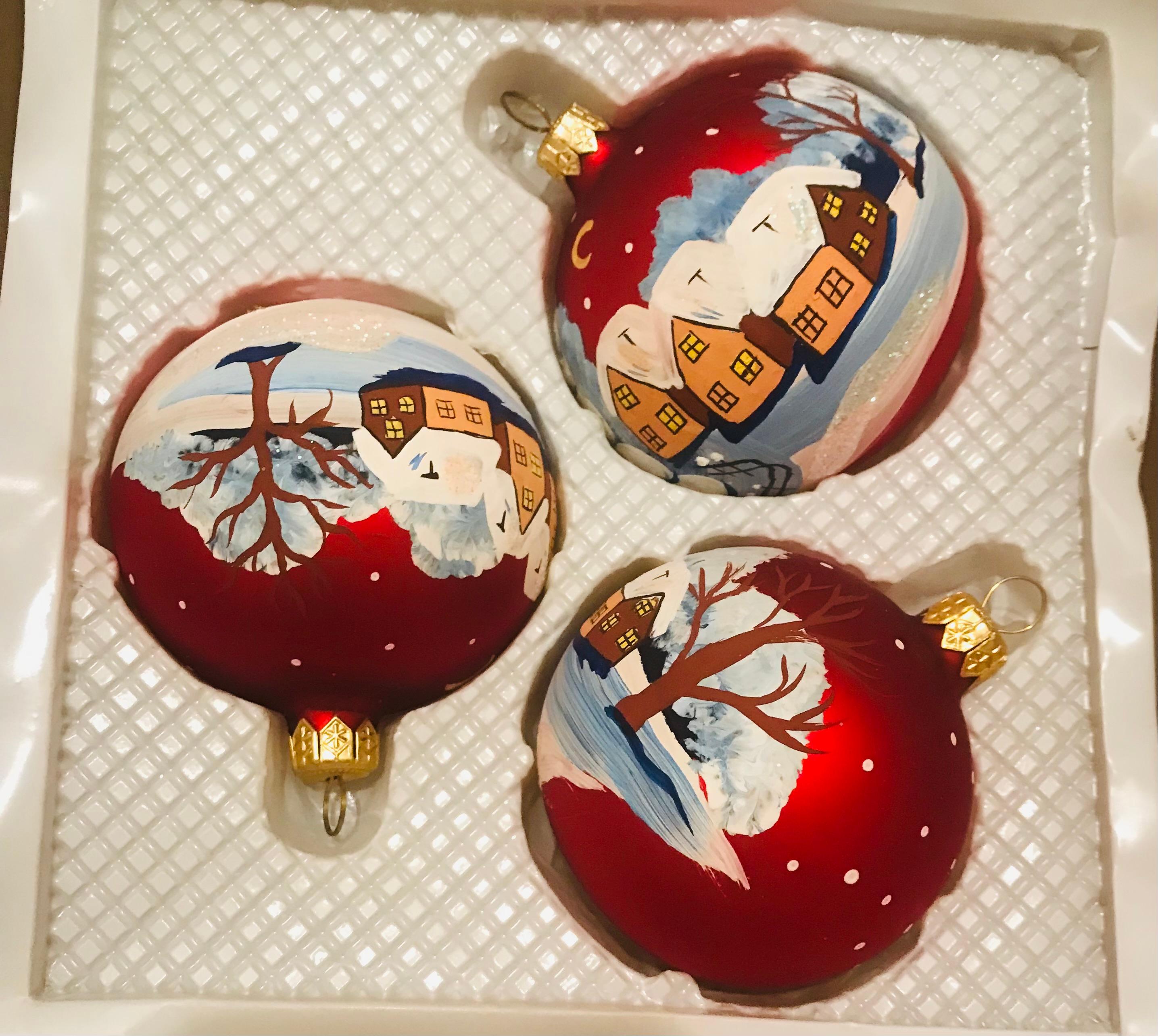 German Vintage Glass Christmas Ornaments Handpainted