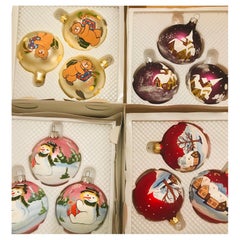Vintage Glass Christmas Ornaments Handpainted