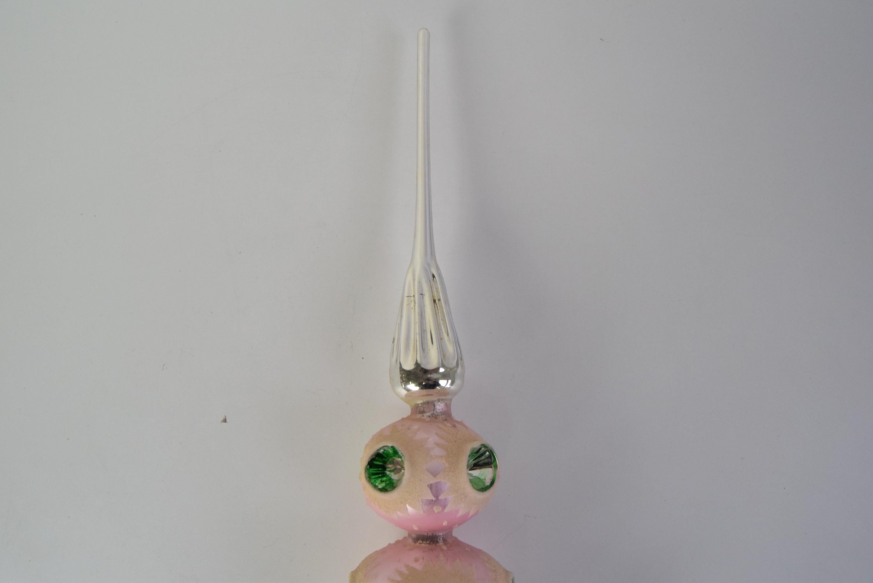 Weihnachtsbaumspitze aus Glas, Tschechoslowakei, 1950er Jahre. (Moderne der Mitte des Jahrhunderts) im Angebot