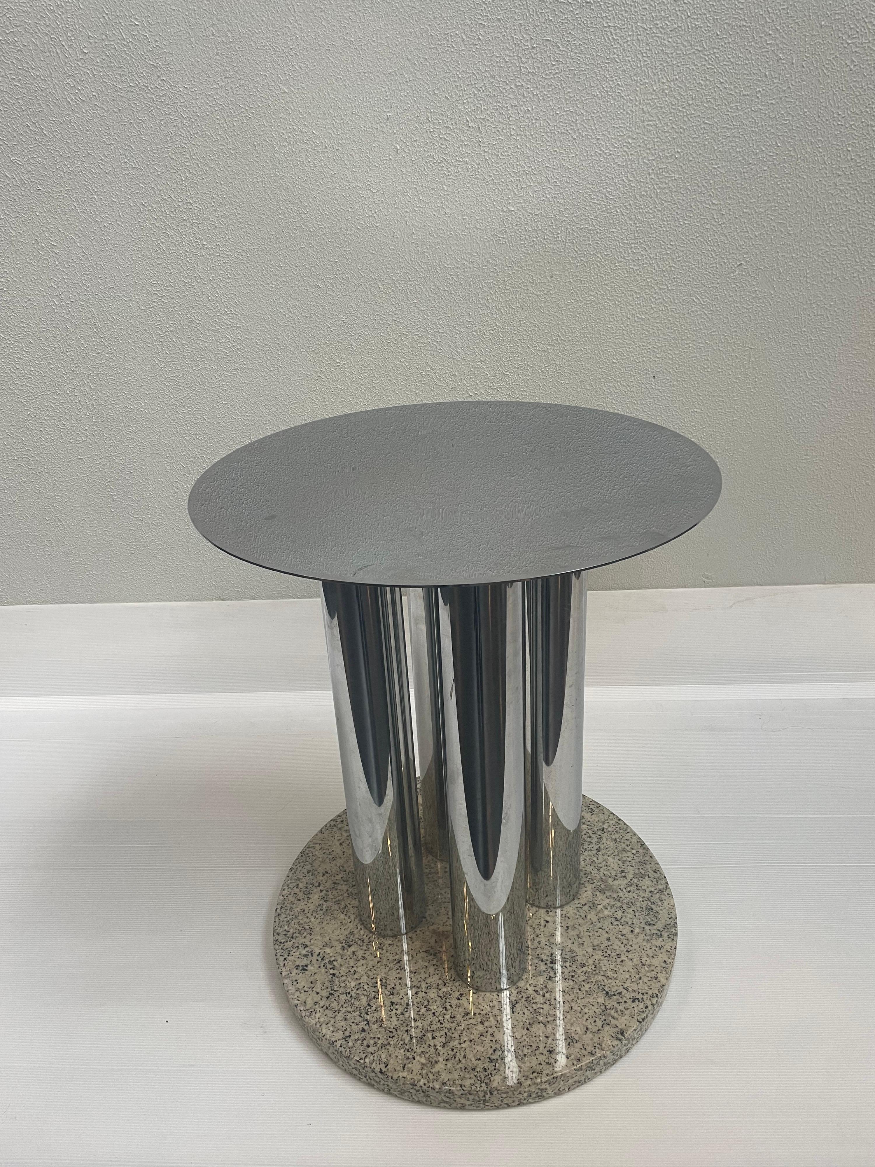 Mid-Century Modern Vintage Glass, Chrome, and Granite Dining Table by Zanotta