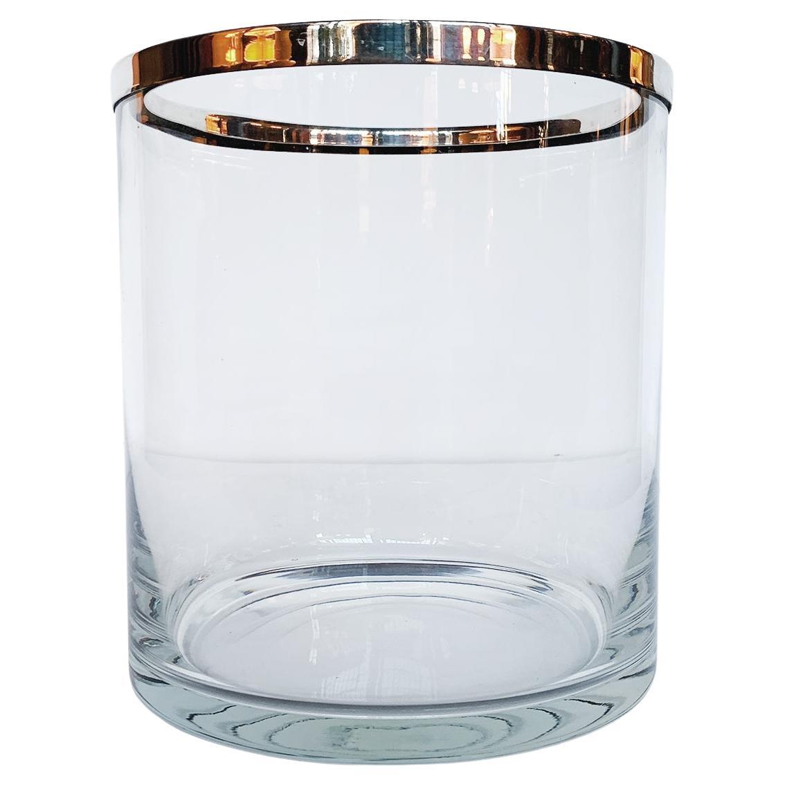 Seau à glace vintage en verre et chrome