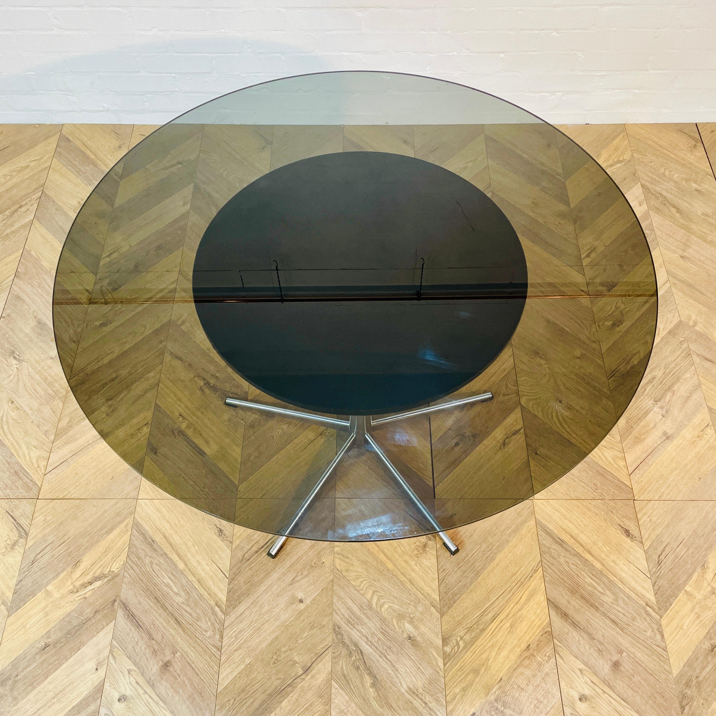Vintage Glass Circular Dining Table + Set of 4 Marcel Breuer Cesca Armchairs For Sale 5