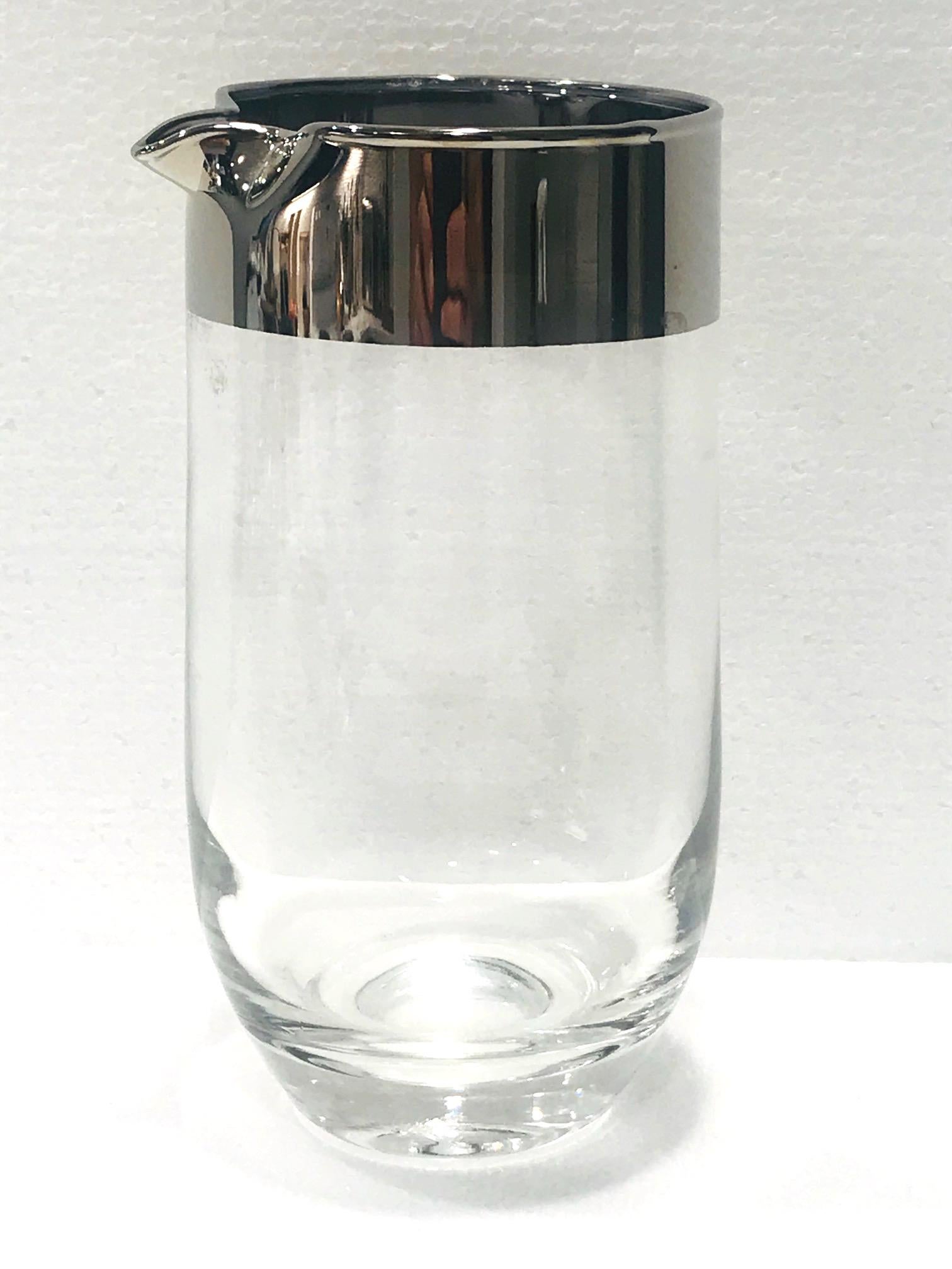 Vintage Glass Cocktail Mixer with Silver Overlay by Dorothy Thorpe, c. 1960's 4