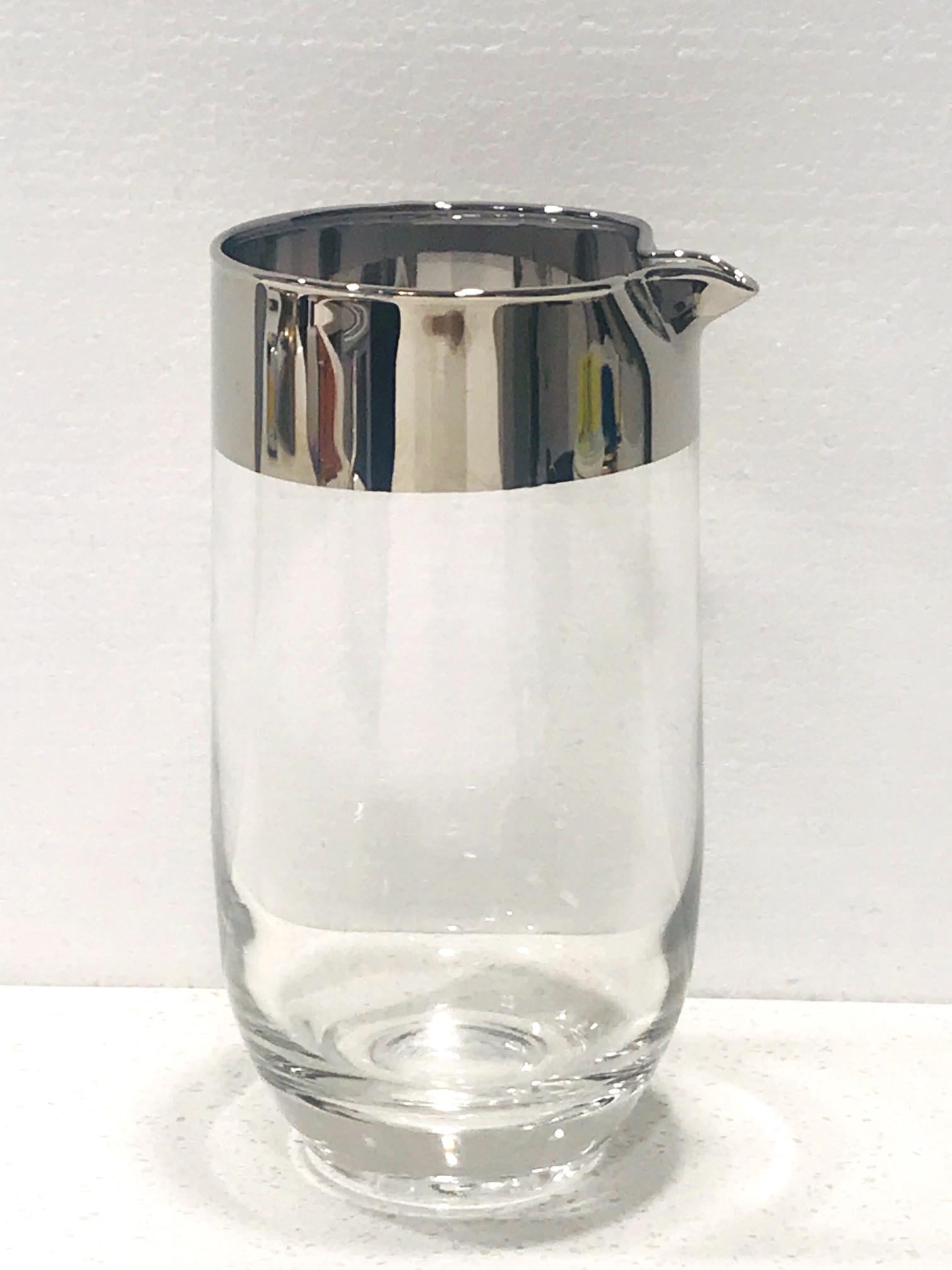 Vintage Glass Cocktail Mixer with Silver Overlay by Dorothy Thorpe, c. 1960's 1