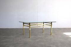 Vintage Glas Couchtisch mit Messing Akzenten, Hollywood Regency Stil